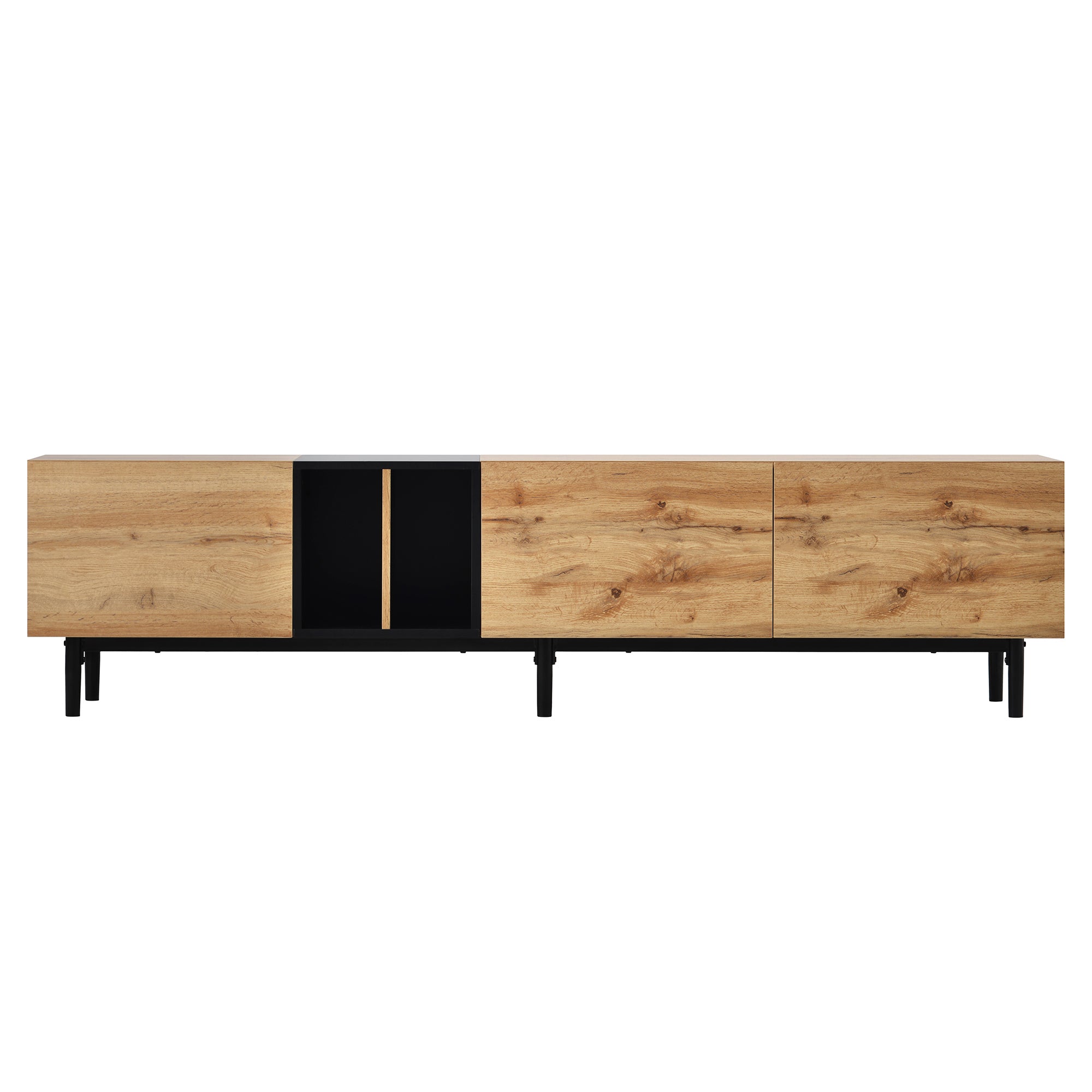 HAOYYE Modern TV Stand for 80'' TV with 3 Doors, Media Console Table, Entertainment Center with Large Storage Cabinet for Living Room, Bedroom Sturdy Space-Saving Heavy Duty Modern Design Adults
