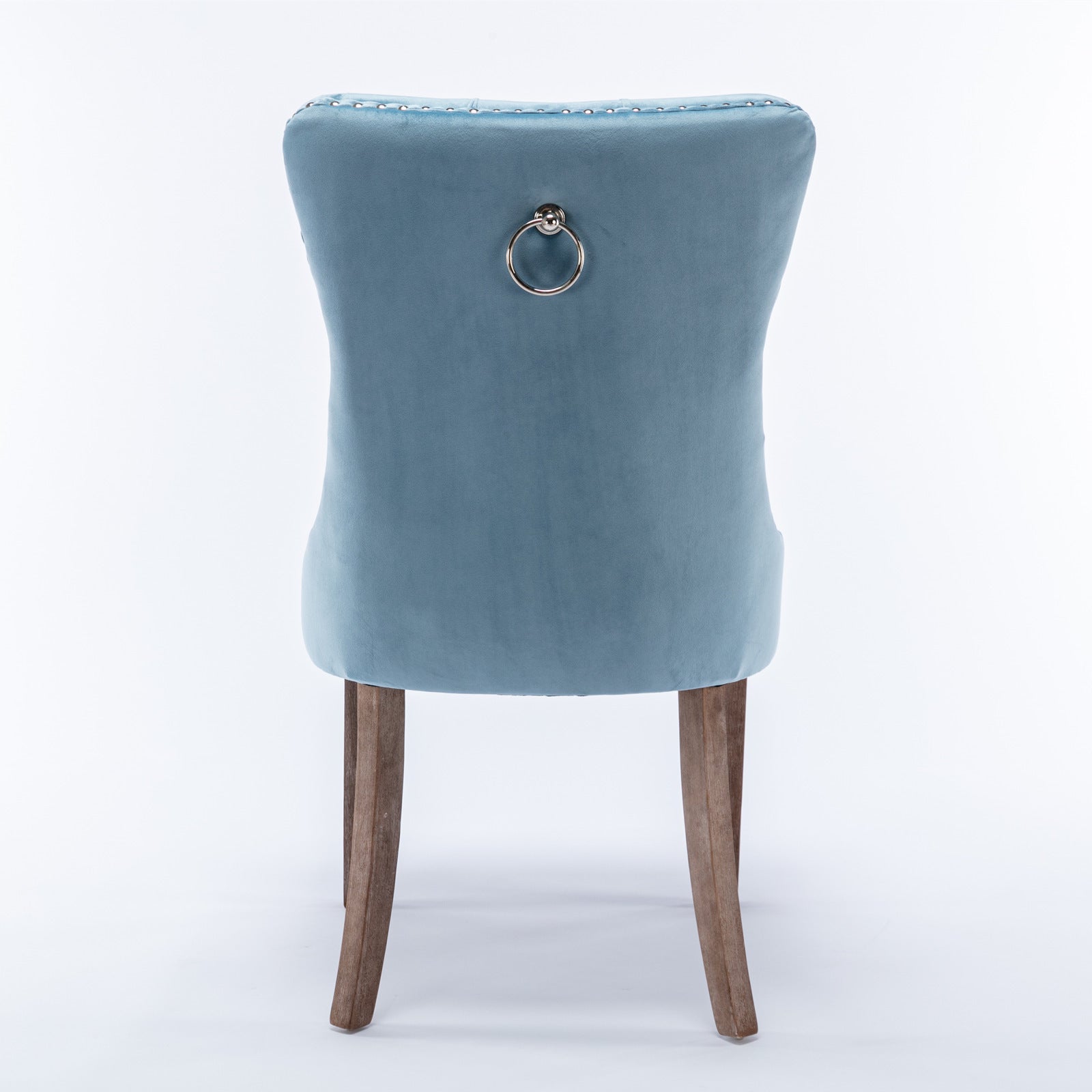 HAOYYE High-end Tufted Solid Wood Contemporary Velvet Upholstered Dining Chair with Wood Legs Nailhead Trim 2-Pcs Set,Light Blue, SW2001LB Sturdy Space-Saving Heavy Duty Durable