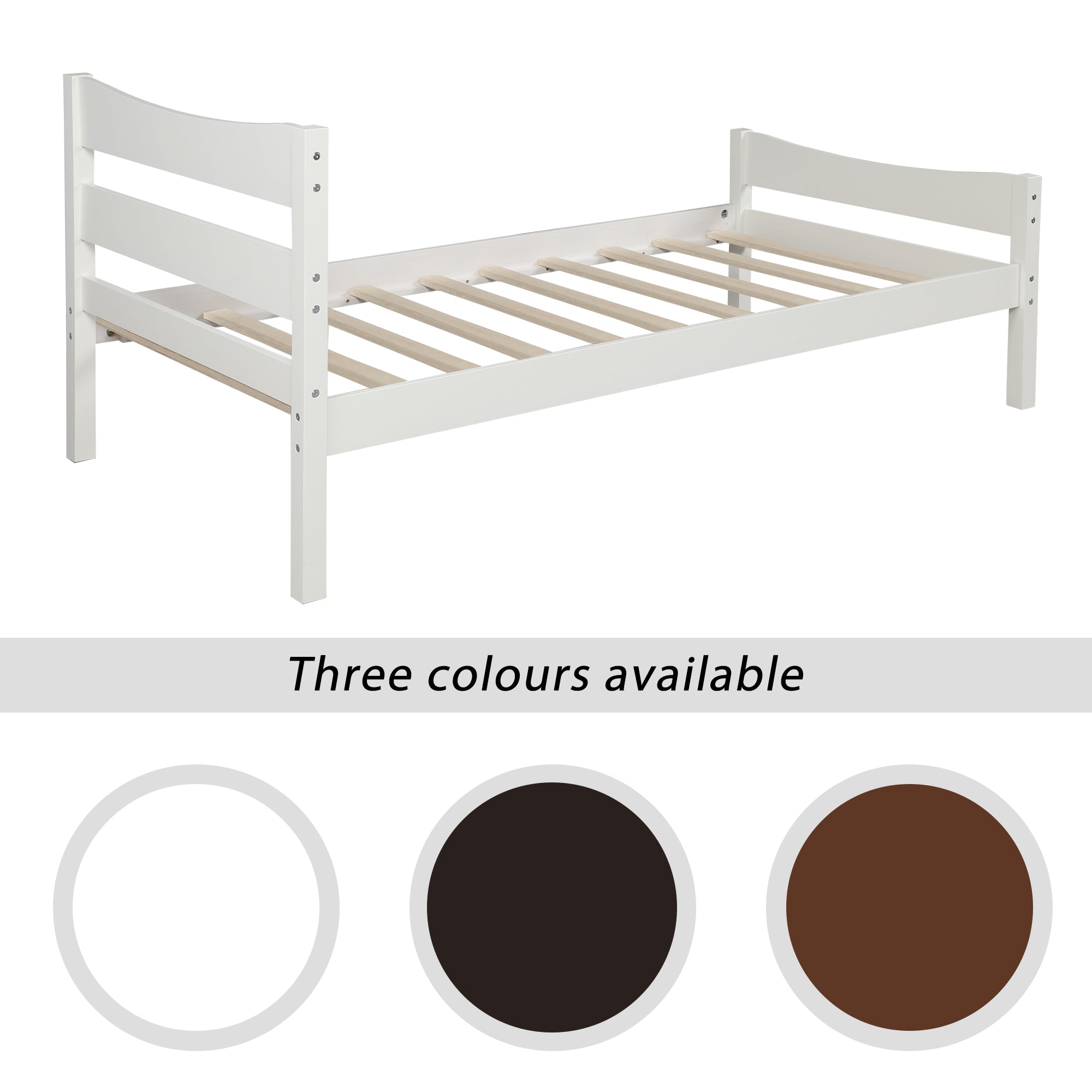 HAOYYE Twin Size Wood Platform Bed with Headboard and Wooden Slat Support (White) Sturdy Space-Saving Heavy Duty Modern Design Easy Assembly Durable Stylish Home Furniture