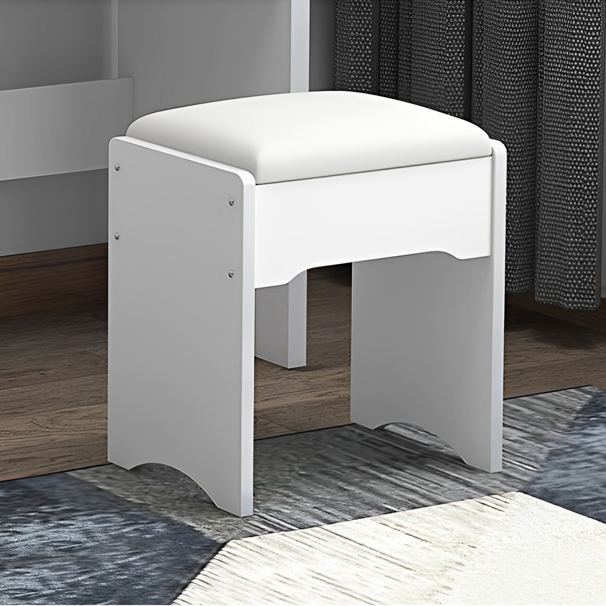 HAOYYE Fashion Vanity Desk with Mirror and Lights for Makeup and Chair, Vanity Mirror with Lights and Table Set with 3 Color Lighting Brightness Adjustable, 4 Drawers, White Color Sturdy Space-Saving Durable