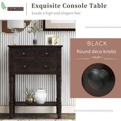 HAOYYE Narrow Console Table, Slim Sofa Table with Three Storage Drawers and Bottom Shelf for Living Room, Espresso, Sturdy Space-Saving Design, Heavy Duty Construction, Easy Assembly, Durable and Stylish Home Furniture, Versatile for Hallway or Entryway