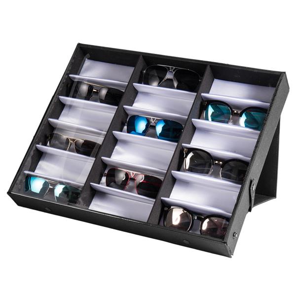 HAOYYE 18 Pcs Sunglasses Organizer, Durable Eyewear Display Case Tray, Space-Saving Storage Solution, Modern Design, Versatile Use, Premium Quality, Stylish and Functional, Ideal for Home and Retail Settings, Protective and Convenient Eyewear Storage