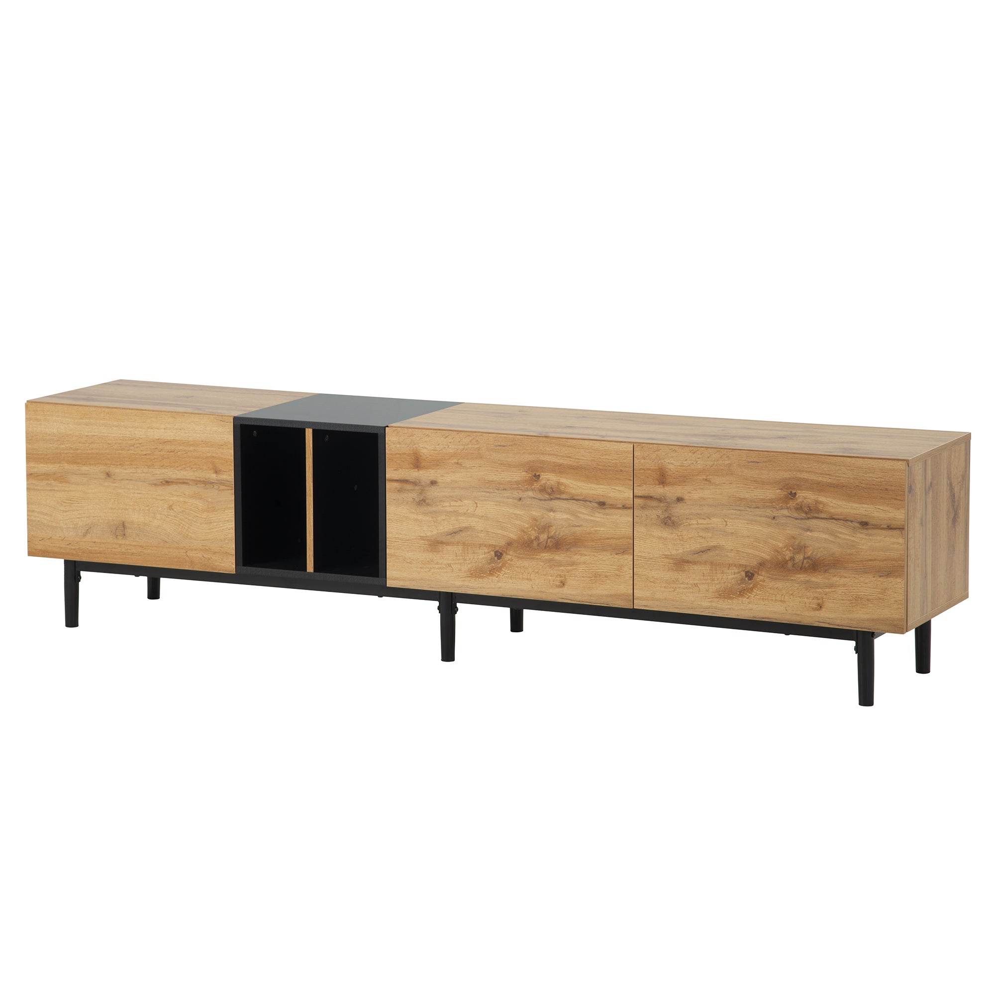 HAOYYE Modern TV Stand for 80'' TV with 3 Doors, Media Console Table, Entertainment Center with Large Storage Cabinet for Living Room, Bedroom Sturdy Space-Saving Heavy Duty Modern Design Adults