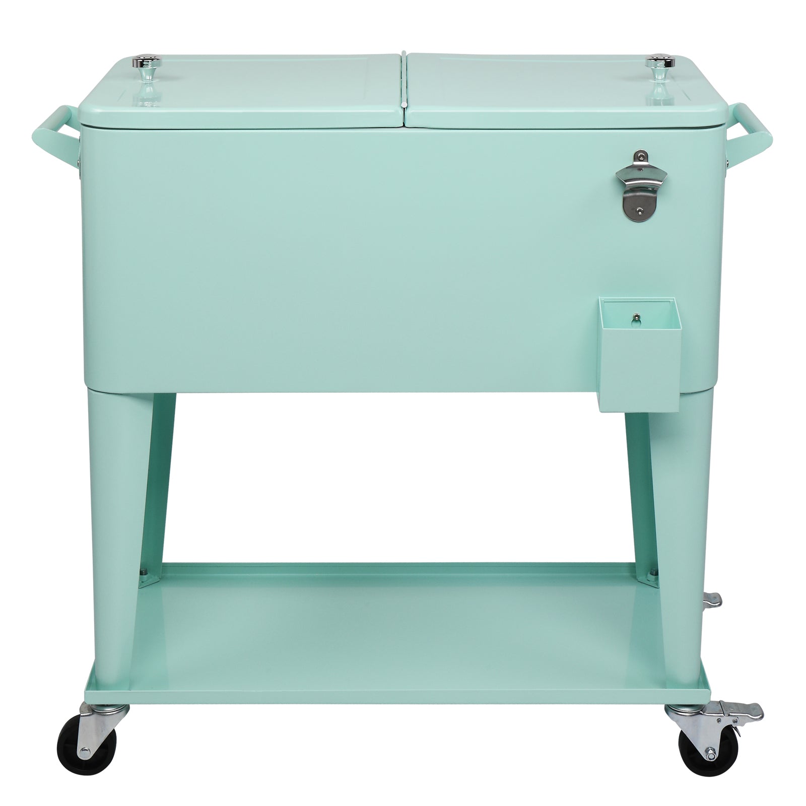 HAOYYE Rectangular Plastic Box Frozen Insulation Cart, 80QT Cooler with Drainage Cap, Bottle Opener, and Locking Casters, Ideal for Outdoor Events and Gatherings