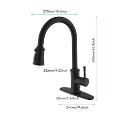 Haoyye Kitchen Faucet with Pull-Out Sprayer, 360° Swivel High Arc Stainless Steel Faucet with Single Handle Control, Anti-Corrosion Spot-Resistant Finish, Space-Saving Design for Modern Kitchens, Utility Sinks, and Easy DIY Installation