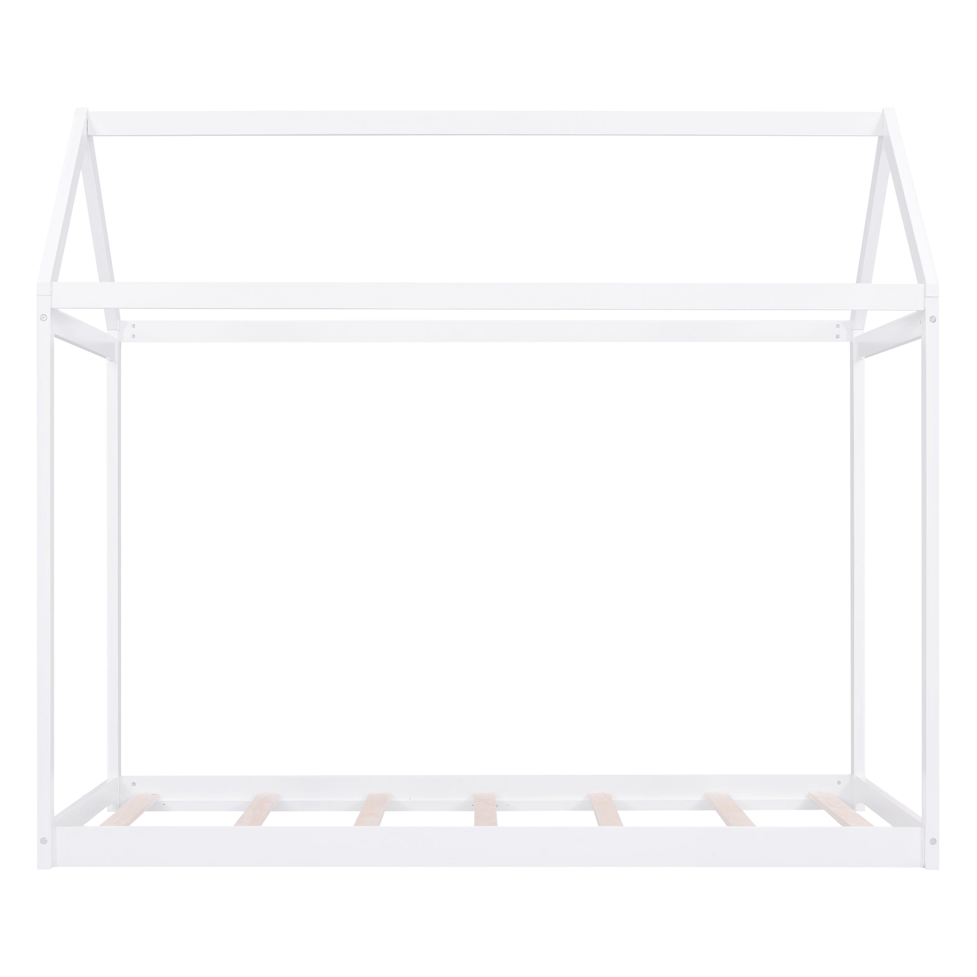 HAOYYE Twin Size Wooden House Bed, White Sturdy Space-Saving Heavy Duty Modern Design Adults Dorm Room Easy Assembly Bedroom Furniture