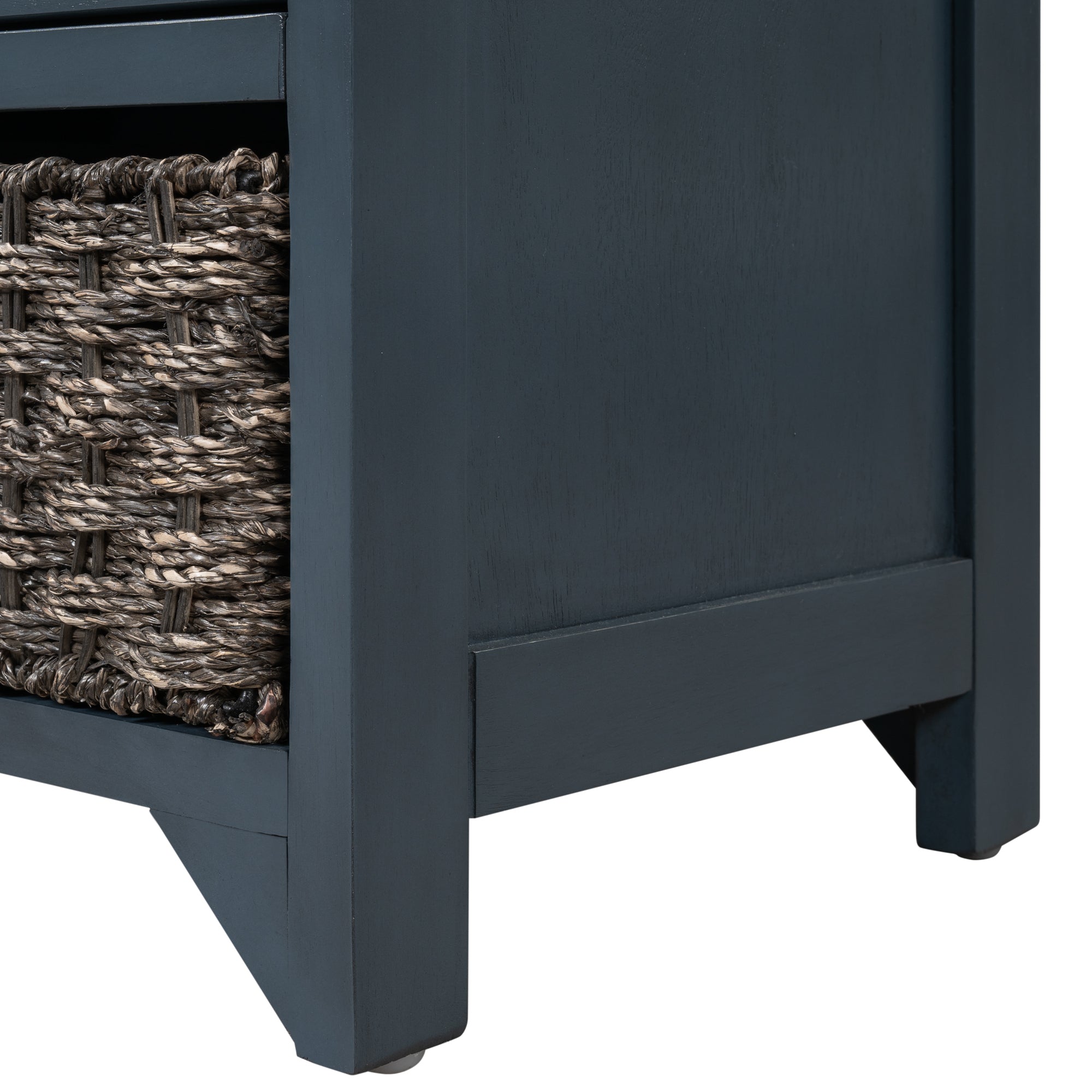 HAOYYE Storage Bench with Removable Basket and Two Drawers, Fully Assembled Shoe Bench with Removable Cushion, Navy, Sturdy Space-Saving Design, Heavy Duty Construction, Easy Assembly, Durable and Stylish Home Furniture