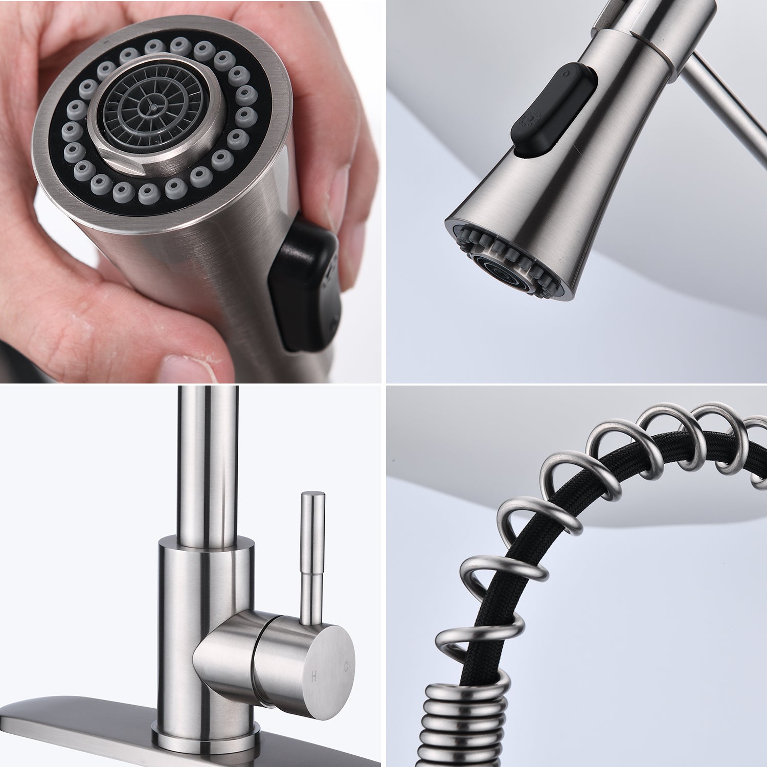HAOYYE Brushed Nickle Single Handle Commercial Modern Spring High Arc Kitchen Faucet Sturdy Space-Saving Heavy Duty Modern Design Adults Dorm Room Easy Assembly Bedroom Furniture