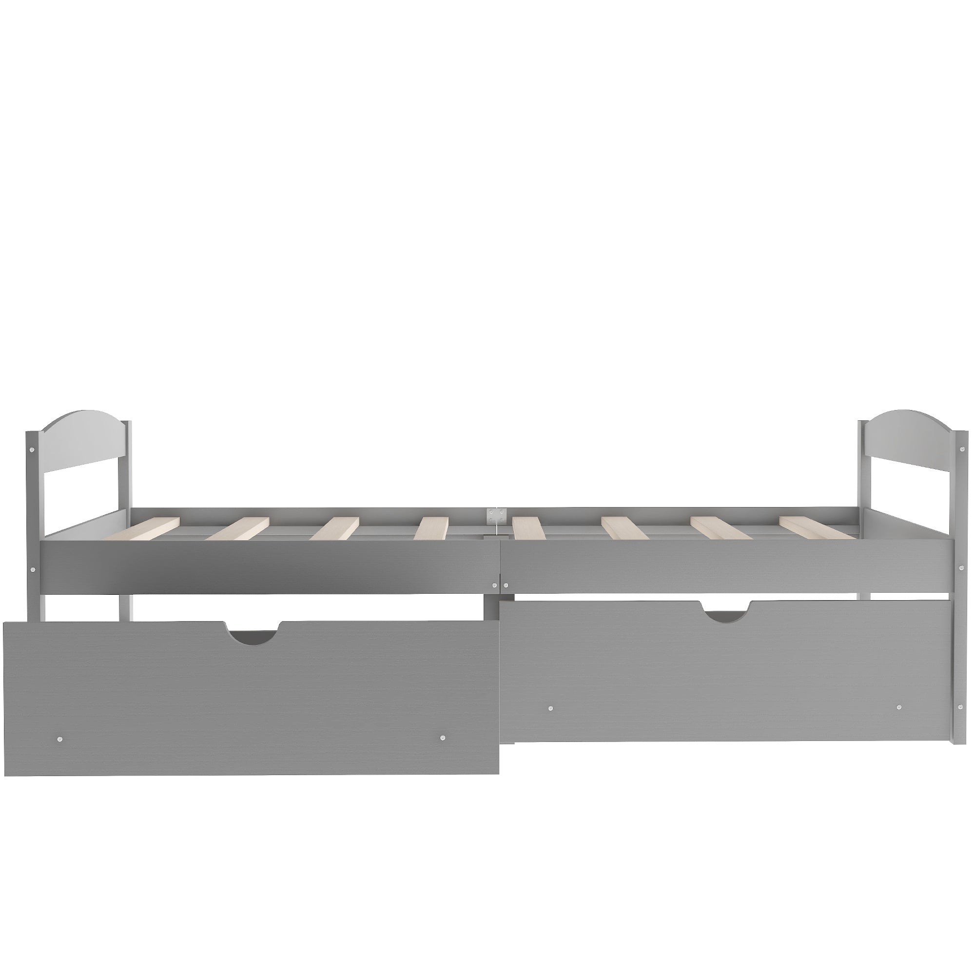 HAOYYE Twin Platform Bed with Two Drawers, Gray, Sturdy Space-Saving Design, Heavy Duty Construction, Easy Assembly, Durable and Stylish Home Furniture