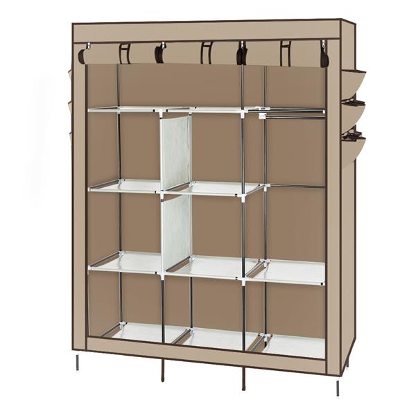 HAOYYE 69" Beige Non-Woven Fabric Wardrobe, High-Leg Assembled Closet Organizer with Dustproof Cover, Durable Space-Saving Storage Solution for Bedroom, Living Room, Modern Design, Stylish and Versatile for Home Essentials