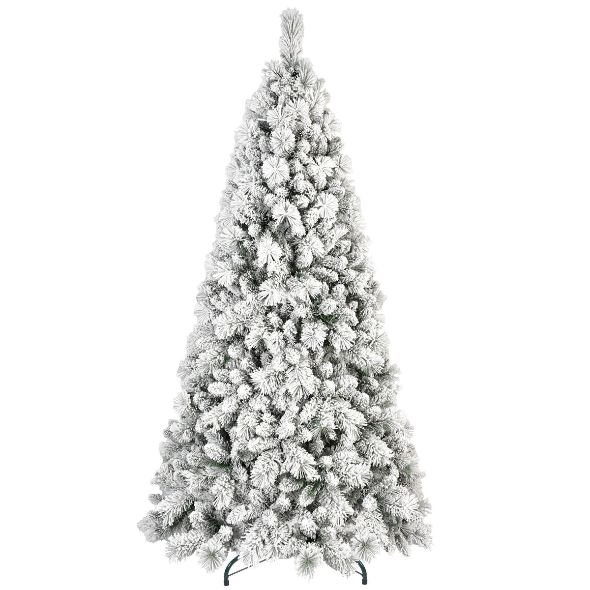 HAOYYE Artificial Flock Christmas Tree Featuring Fireproof PVC and Hard Needle Mixed Branch Tips, Hinged Foldable Base for Easy Assembly and Storage, Durable Thickened Hardware Pole for Stability and Strong Bearing Capacity, Perfect Indoor Holiday Decor