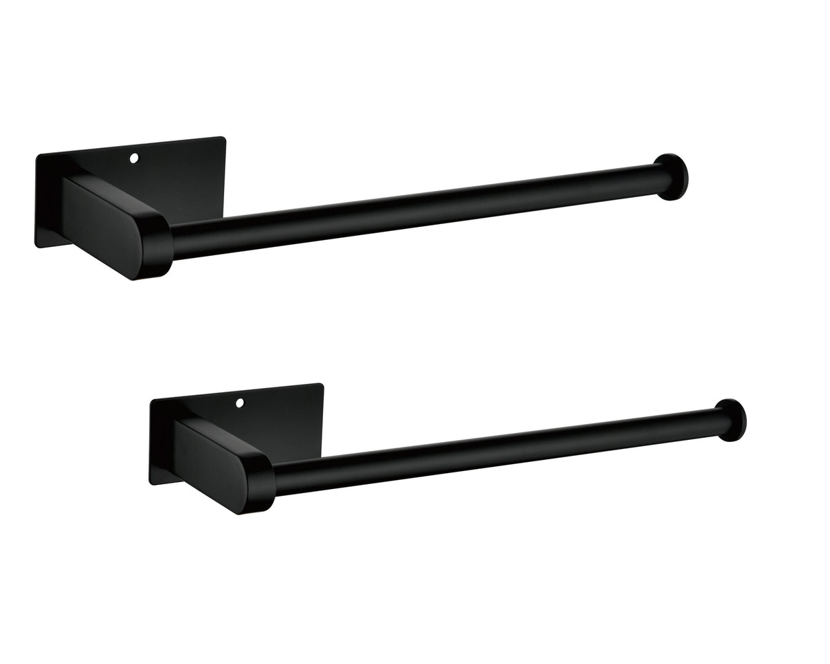 HAOYYE 2 Pack Paper Towel Holder Wall Mount, Black Paper Towel Holder Under Cabinet, Self Adhesive Paper Towel Holders, Kitchen Towel Holder for Kitchen Organization and Storage (12inch, 2 Pack) Sturdy