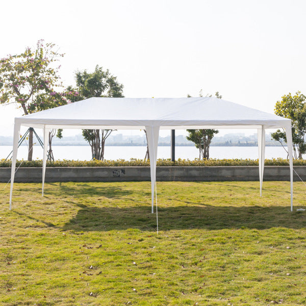 HAOYYE 10x20ft White Outdoor Party Tent Waterproof PE Canopy with Heavy Duty Iron Frame, Threaded Pipes for Backyard Wedding Event Picnic Shelter