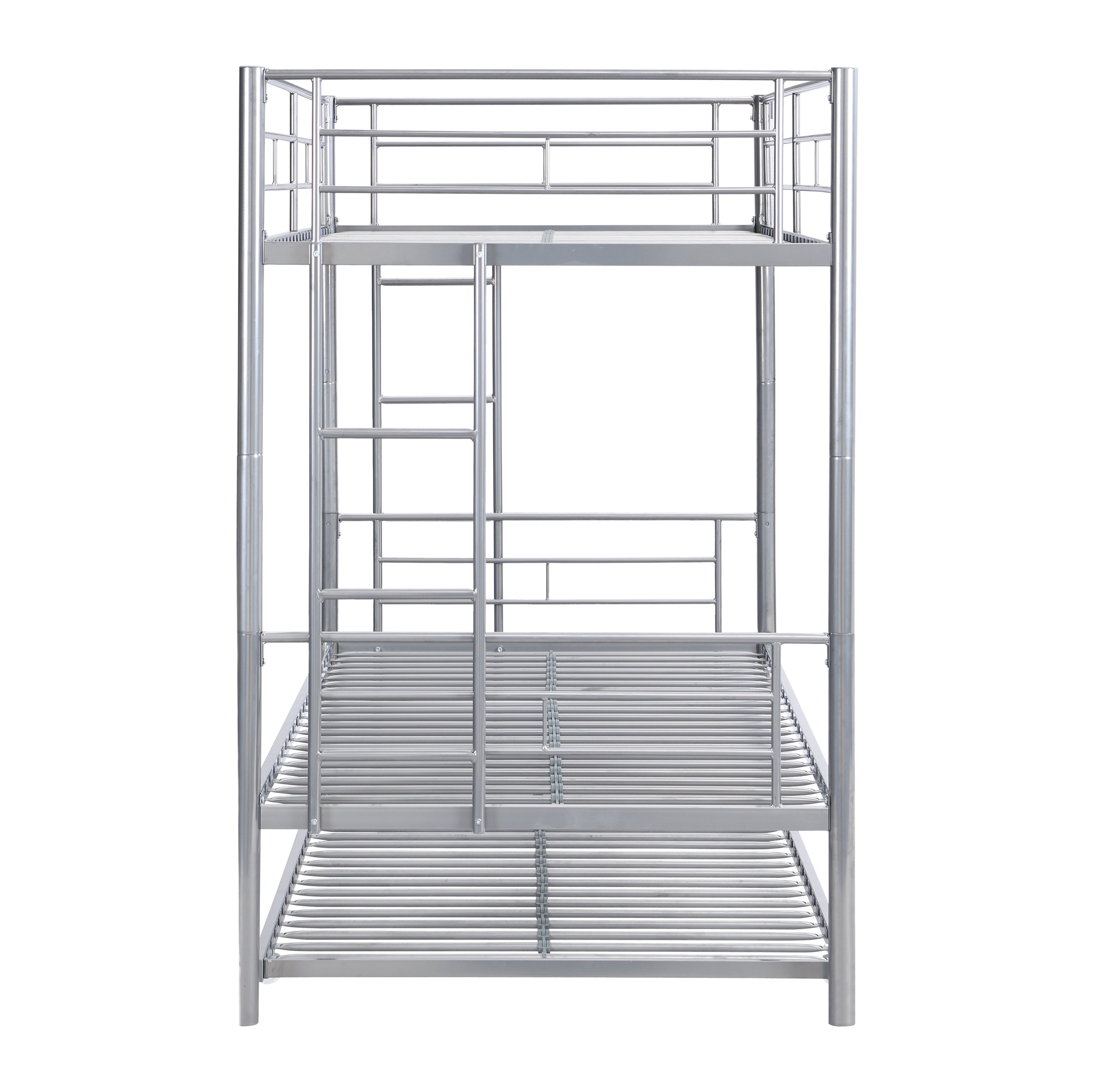 HAOYYE METAL BUNK BED WITH TRUNDLE SILVER Sturdy Space-Saving Heavy Duty Modern Design Easy Assembly Durable Stylish Home Furniture Versatile