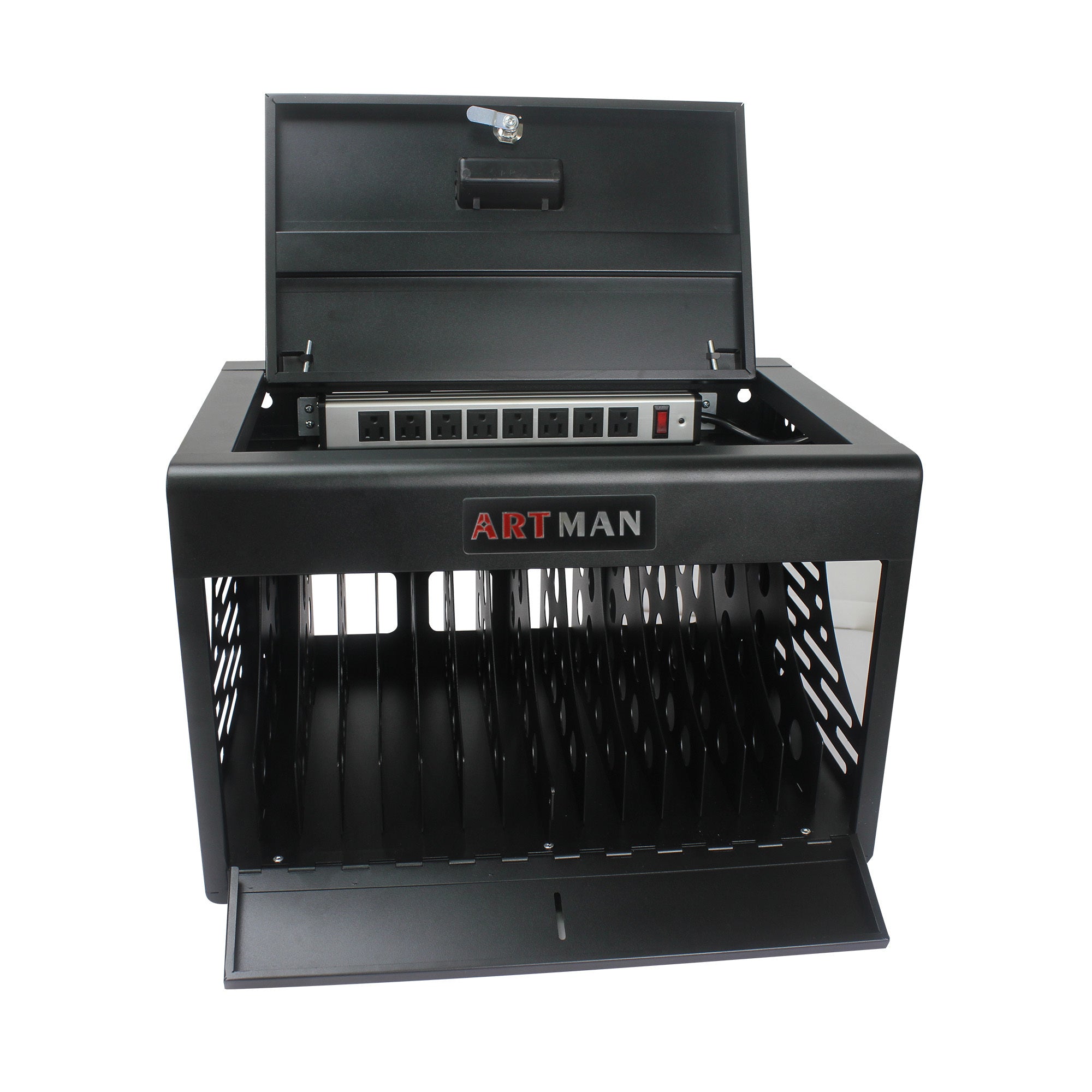 HAOYYE 16 Bay Charging Cabinet for Laptop,Chromebook, Locking Charging Station-BLACK Sturdy Space-Saving Heavy Duty Modern Design Easy Assembly Durable Stylish Home Furniture Versatile