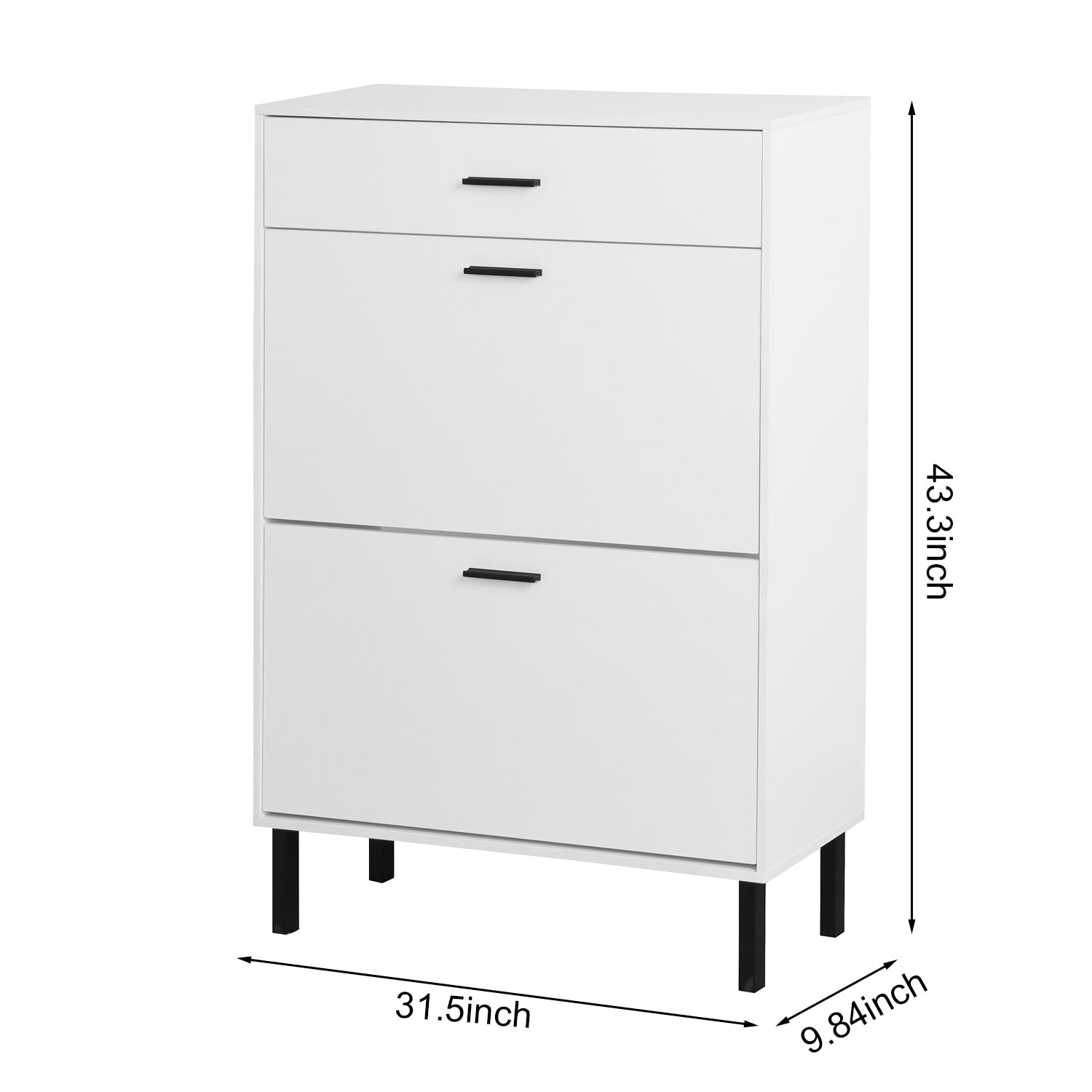 HAOYYE Shoe Cabinet, Freestanding Shoe Rack Storage Organizer with 2 Flip Drawers and Metal Legs, Modern Shoe Storage Cabinet for Entryway, Sturdy Space-Saving Heavy Duty Construction, Ideal for Adults