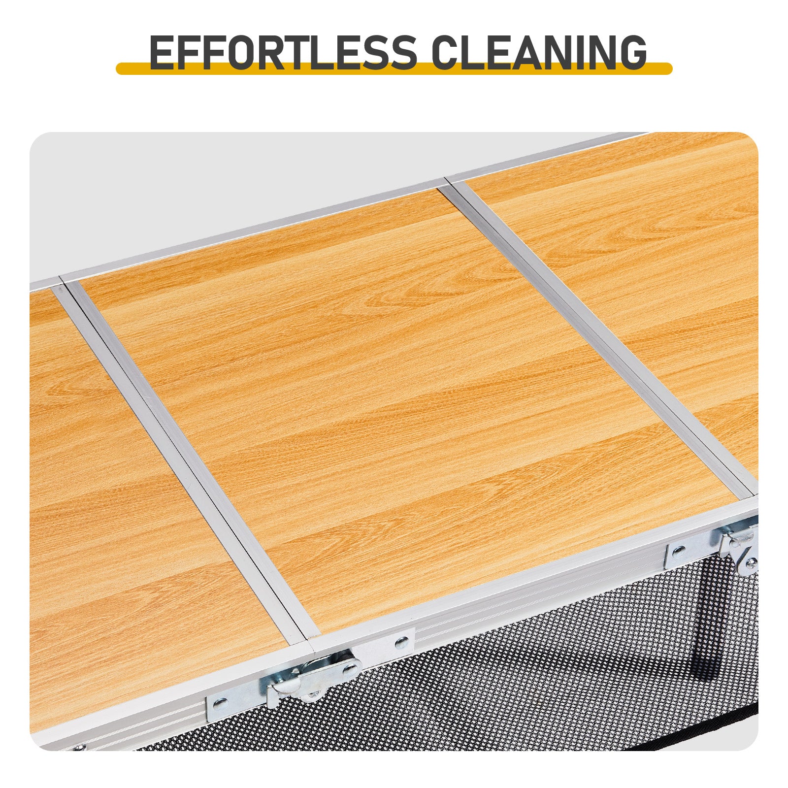 HAOYYE Wooden Pattern with 3 Adjustable Height Outdoor Folding Camping Table, Portable Aluminum Foldable Patio Side Table, Lightweight and Durable Design with Carry Handle for Hiking, Picnic, BBQ, Beach, Indoor or Outdoor Use