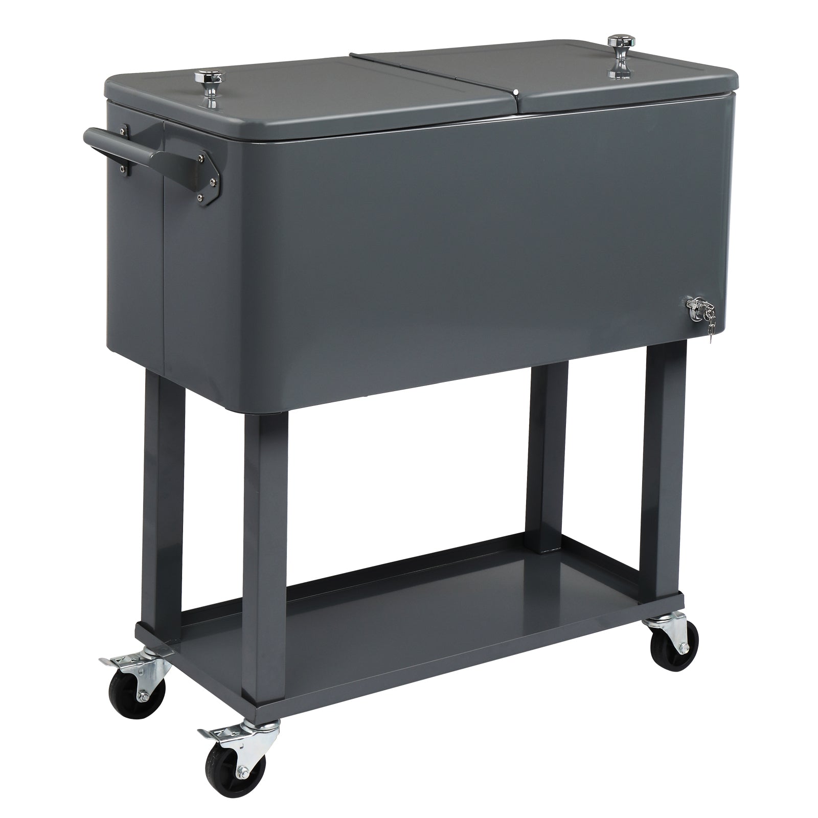 HAOYYE Rectangular Plastic Box Iron Foot Tube Refrigeration and Insulation Cart, Portable Cooler with Bottle Opener and Locking Casters for Outdoor Events