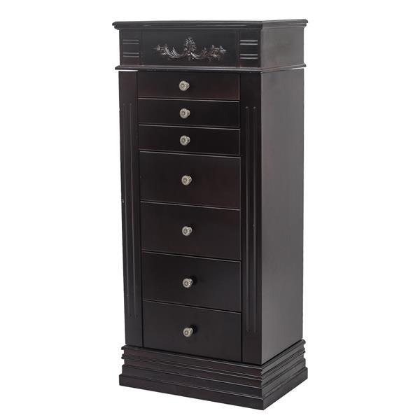 HAOYYE Jewelry Armoire with Mirror 8 Drawers 16 Necklace Hooks and 2 Side Swing Doors Freestanding Jewelry Cabinet with Ring Box