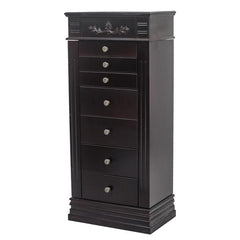 HAOYYE Jewelry Armoire with Mirror 8 Drawers 16 Necklace Hooks and 2 Side Swing Doors Freestanding Jewelry Cabinet with Ring Box