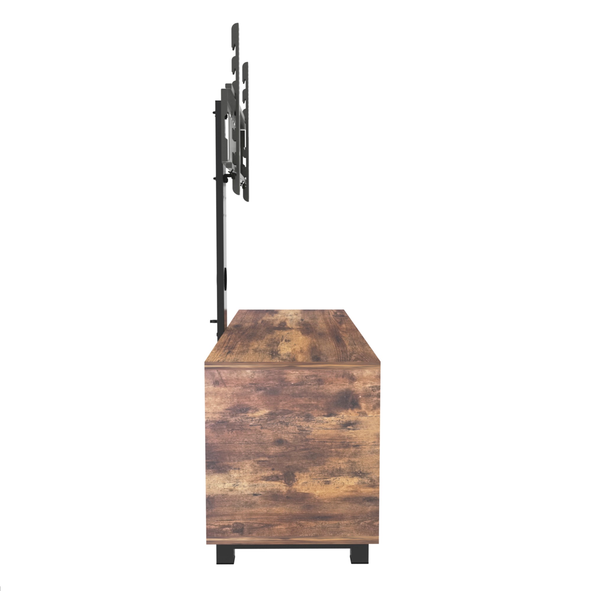 HAOYYE Rustic Brown TV Console with push-to-open Storage Cabinet for TV up to 65in Wood &glass TV Stand for Living Room Bedroom Sturdy Space-Saving Heavy Duty Modern Design Adults Dorm Room