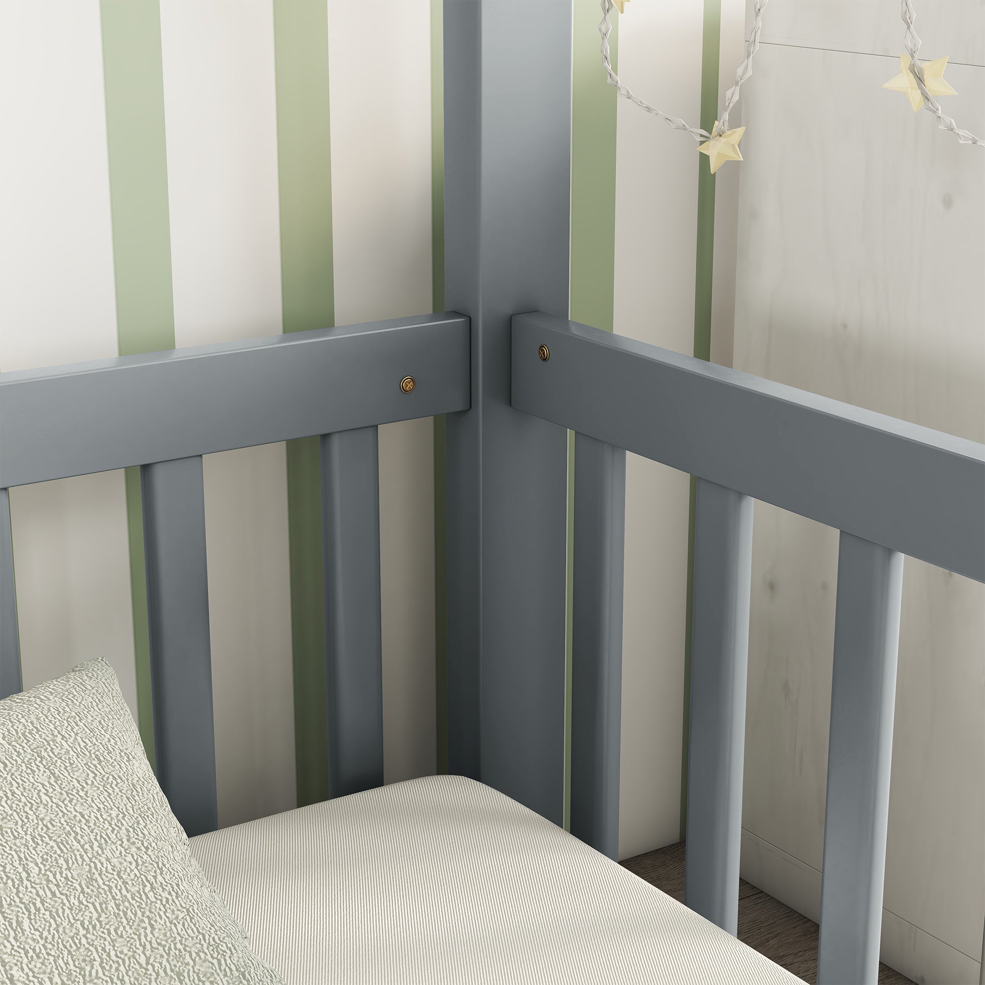 HAOYYE Double Twin House-Style Floor Bed with Fence, Guardrails, without door, Grey Sturdy Space-Saving Heavy Duty Modern Design Adults Dorm Room Easy Assembly Bedroom Furniture