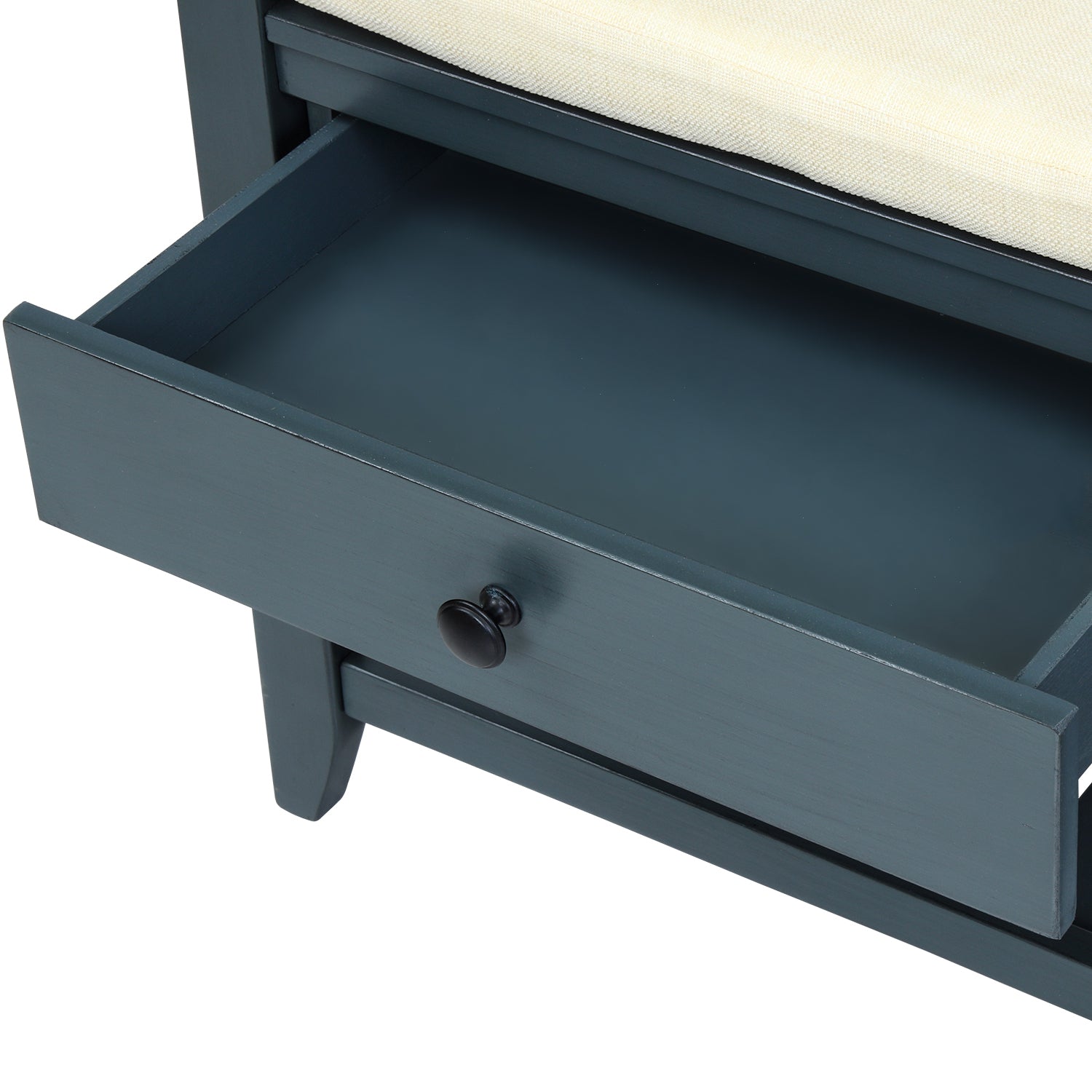 HAOYYE Shoe Rack with Cushioned Seat and Drawers, Multipurpose Entryway Storage Bench, Antique Navy, Sturdy Space-Saving Design, Heavy Duty Construction, Easy Assembly, Durable and Stylish Home Furniture, Versatile for Hallway or Bedroom Use