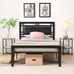 HAOYYE Twin Size metal bed Sturdy System Metal Bed Frame ,Modern style and comfort to any bedroom ,black Space-Saving Heavy Duty Modern Design Adults Dorm Room Easy Assembly Bedroom Furniture