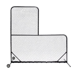 HAOYYE L-Shaped Baseball Pitching Net Black with Wheels, Portable Heavy-Duty Batting Cage Screen for Training, Easy Assembly with Carry Bag, Ideal for Backyard and League Use