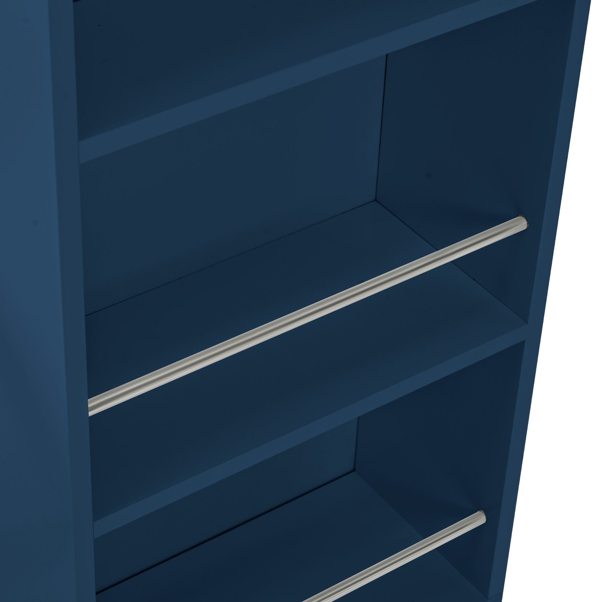 HAOYYE Navy Rolling Kitchen Island With Extended Table, LED Lights, Power Outlets, Fluted Glass Doors, Storage Compartment, and Open Shelves, Sturdy Space-Saving Design, Easy Assembly