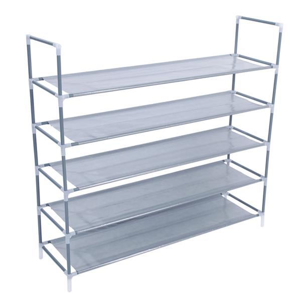 HAOYYE 5-Tier Shoe Storage Rack, Durable Gray Non-Woven Fabric Organizer, Compact Space-Saving Shoe Shelf with Handle, Simple Assembly, Modern Design for Closet, Bedroom, Entryway, Versatile Use Shoe Tower, Premium Quality Shoe Stand