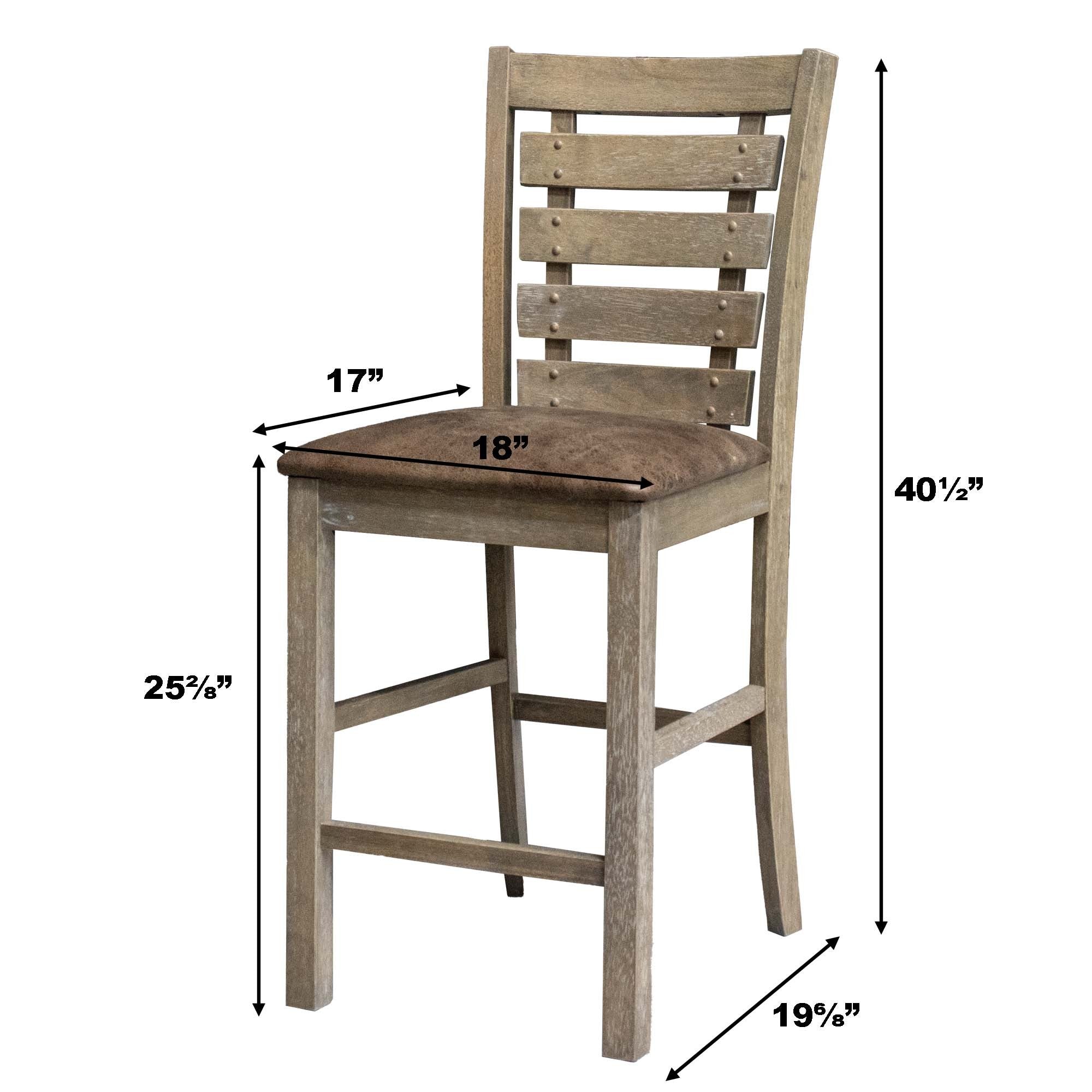 HAOYYE Set of 2 Dining Counter Height Chairs Modern Farmhouse Rustic Look Distressed Design Ladderback Solid Wood Sturdy Space-Saving Heavy Duty Modern Design Adults Dorm Room Easy Assembly