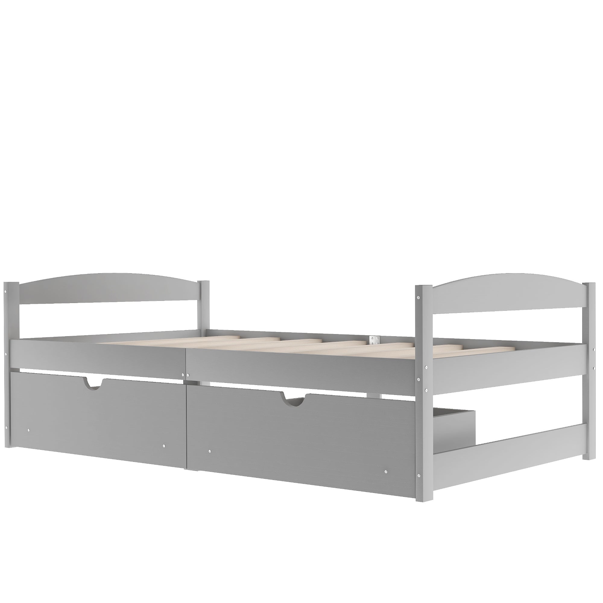 HAOYYE Twin Platform Bed with Two Drawers, Gray, Sturdy Space-Saving Design, Heavy Duty Construction, Easy Assembly, Durable and Stylish Home Furniture