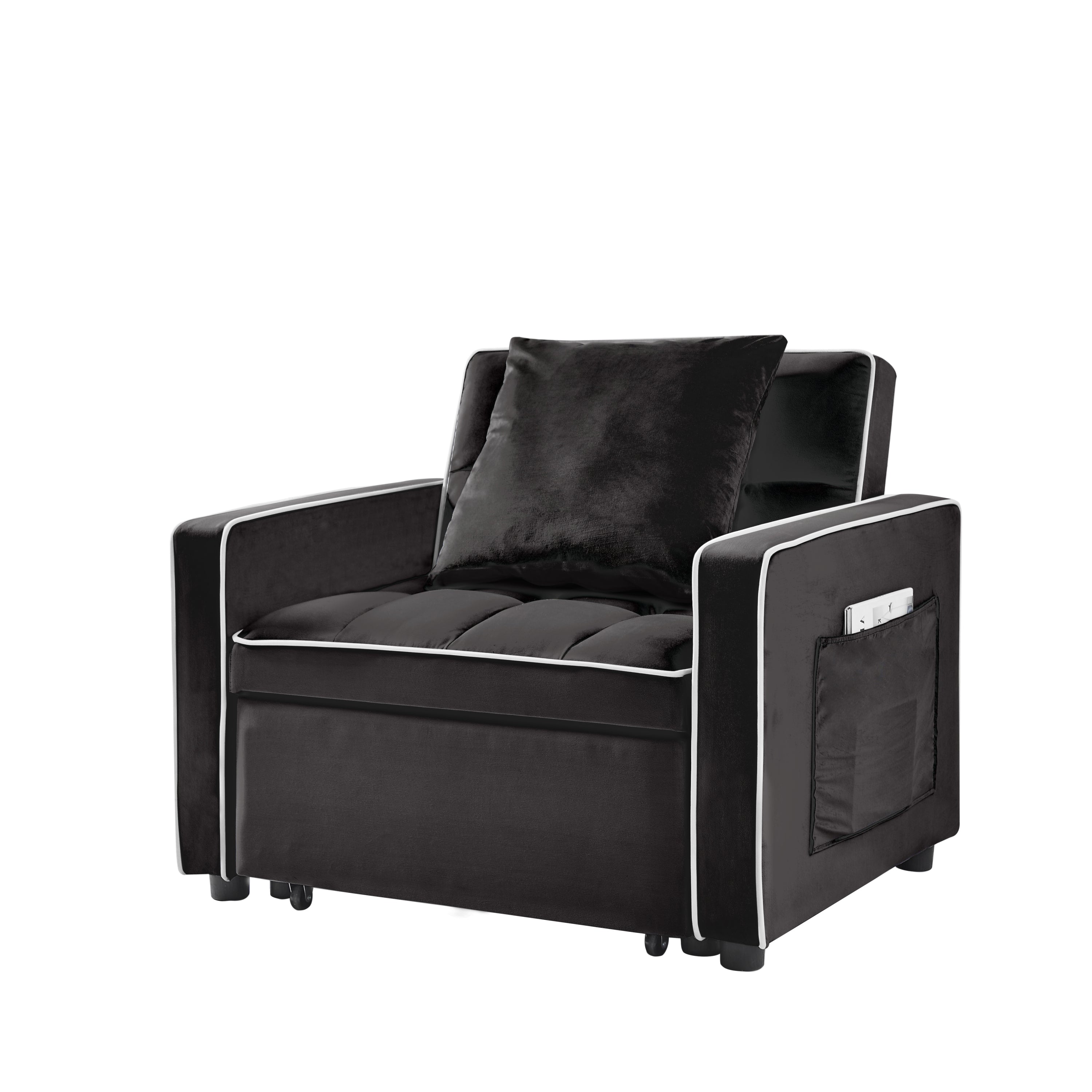 HAOYYE Three-in-One Sofa Bed Chair Black Folding Sofa Bed Adjustable Back Recliner Single Bed Comfortable Modern Durable Sturdy Space-Saving Heavy Duty Design for Adults Dorm Room