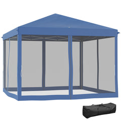 HAOYYE 9.75 x 9.75 ft Pop Up Canopy Tent with Netting and Adjustable Height, Instant Outdoor Gazebo with Carry Bag, Easy Setup Screen Room for Patio Garden Backyard Camping or Events