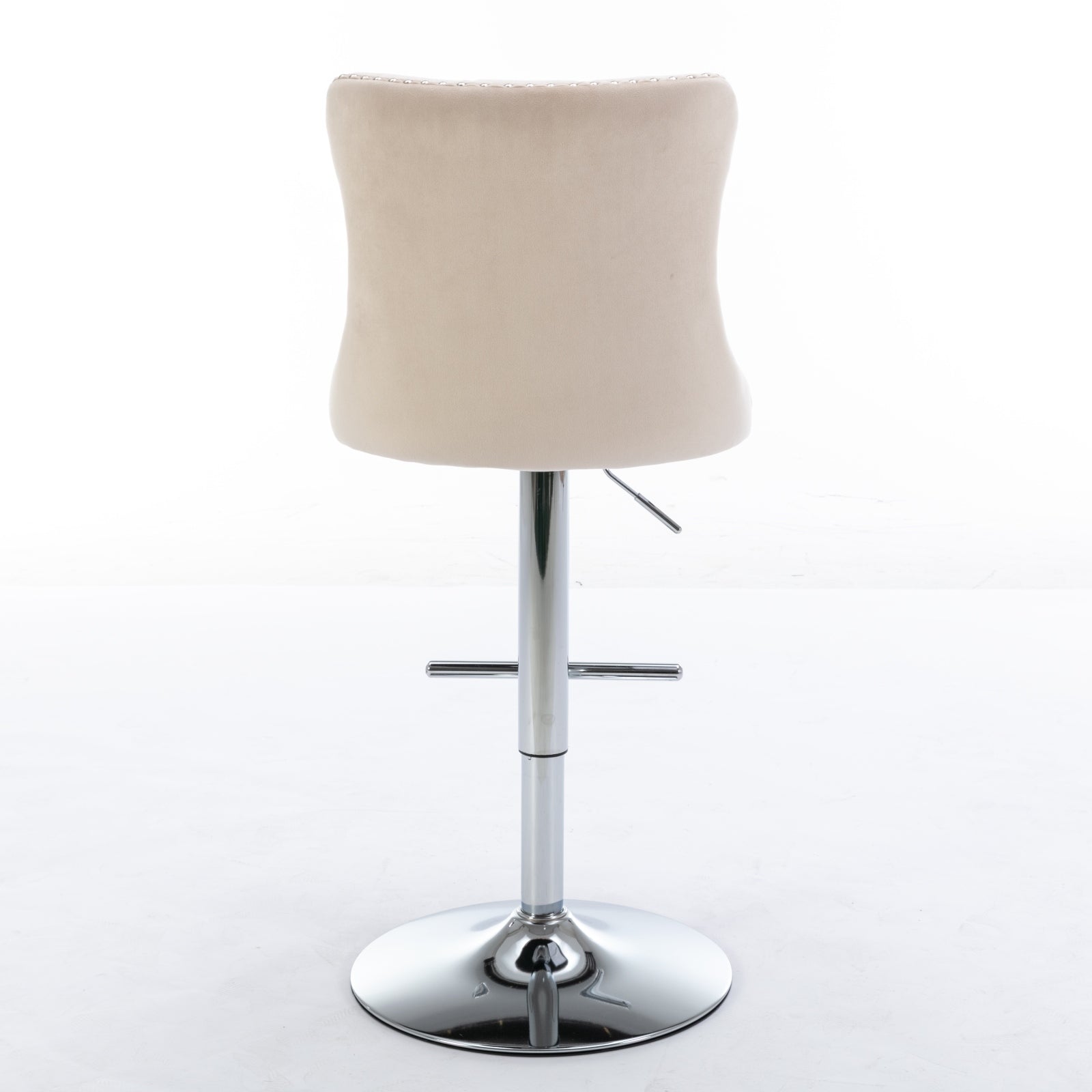 HAOYYE Swivel Velvet Barstools, Adjustable Seat Height 25-33 Inch, Modern Upholstered Chrome Base Bar Stools with Tufted Backs, Comfortable Set of 2 for Home, Pub, Kitchen Island, Beige, Sturdy Design