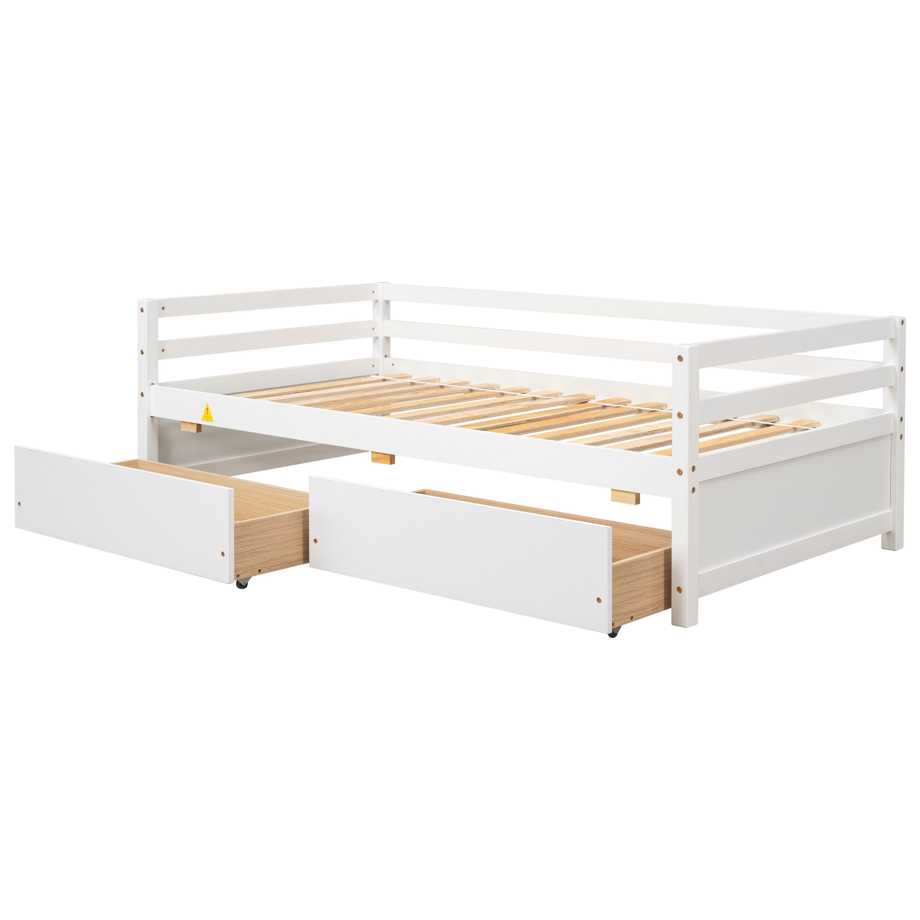 HAOYYE White Daybed with Two Storage Drawers, Sturdy Space-Saving Modern Design, Heavy Duty Construction, Easy Assembly for Adults and Dorm Rooms