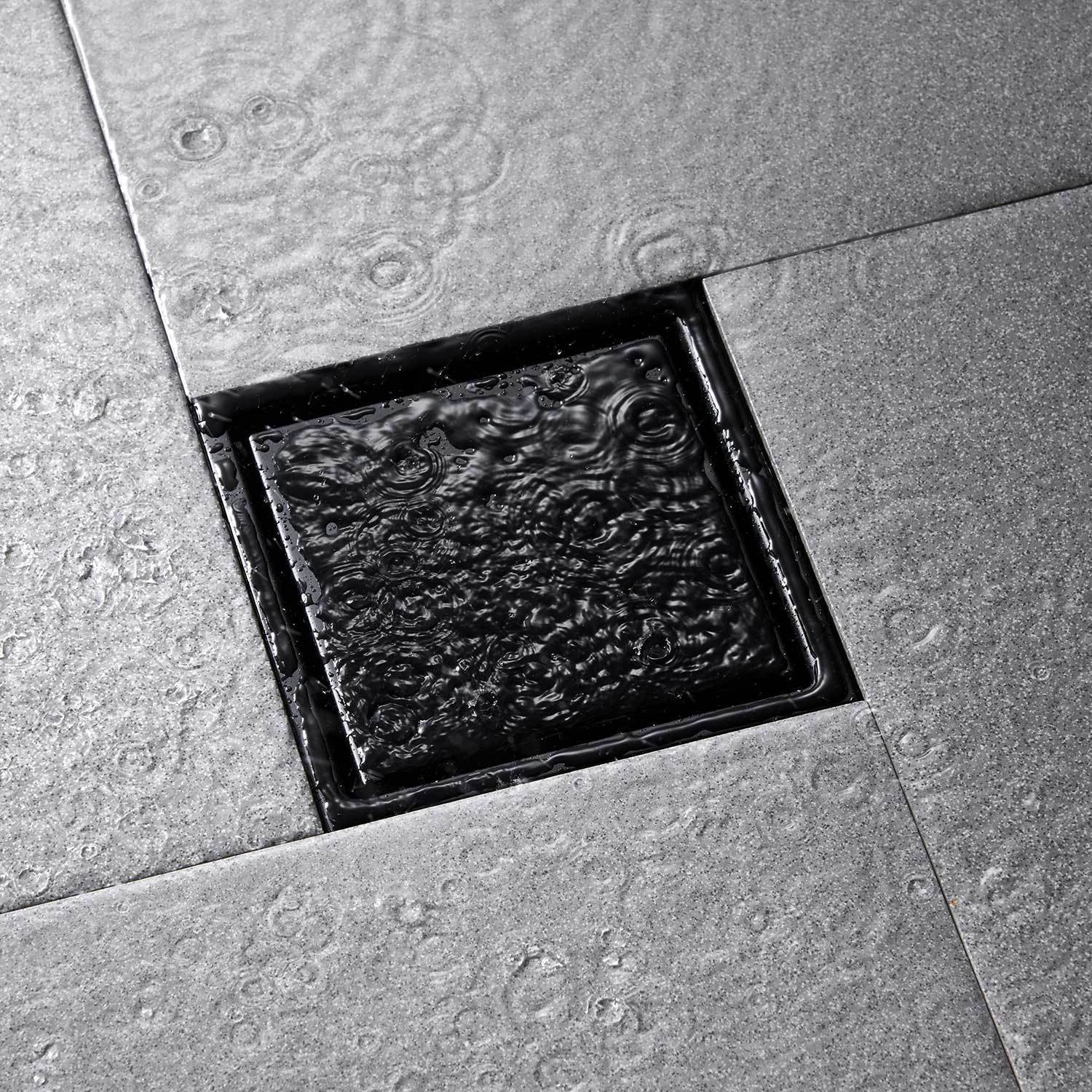 HAOYYE 6 Inch Square Shower Floor Drain Sturdy Space-Saving Heavy Duty Modern Design Adults Dorm Room Easy Assembly Bedroom Furniture