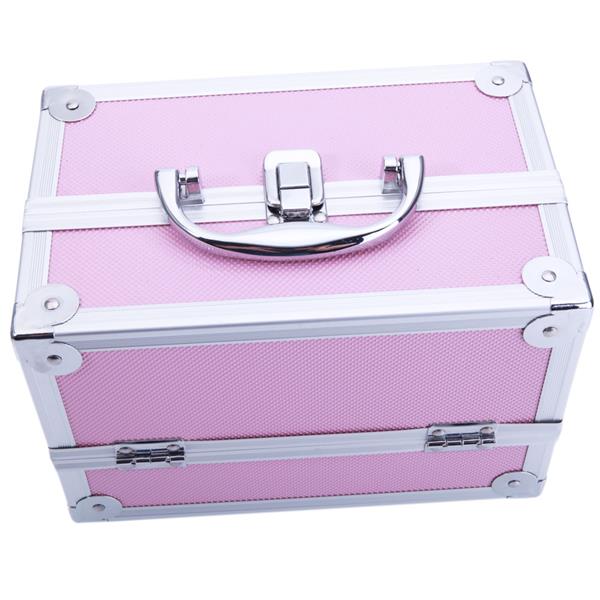 HAOYYE Aluminum Makeup Train Case Jewelry Box, Pink Cosmetic Organizer with Mirror, Durable Space-Saving Storage Solution, Stylish Design, Versatile Use for Travel, Home, or Salon, Premium Quality, Modern and Convenient
