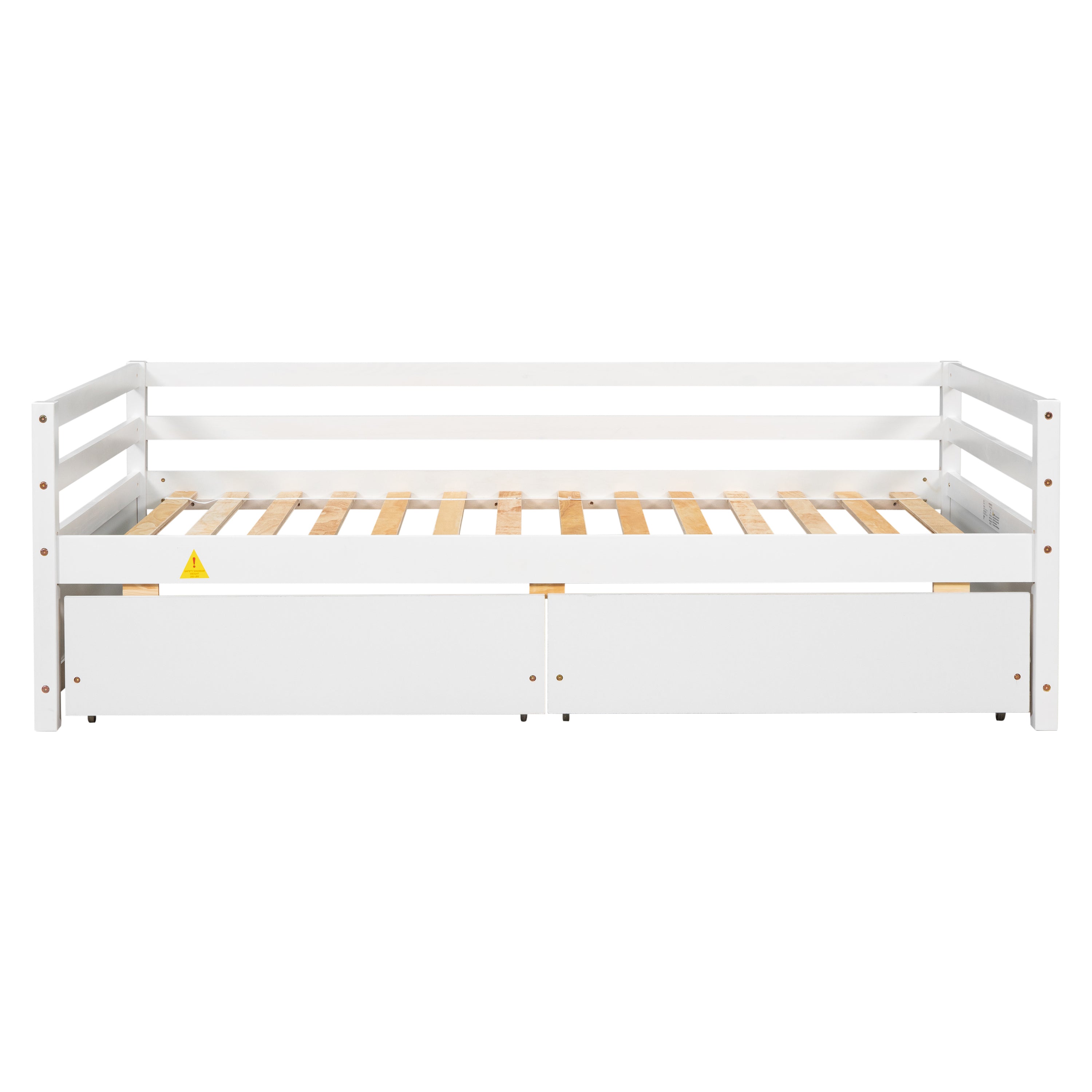 HAOYYE White Daybed with Two Storage Drawers, Sturdy Space-Saving Modern Design, Heavy Duty Construction, Easy Assembly for Adults and Dorm Rooms