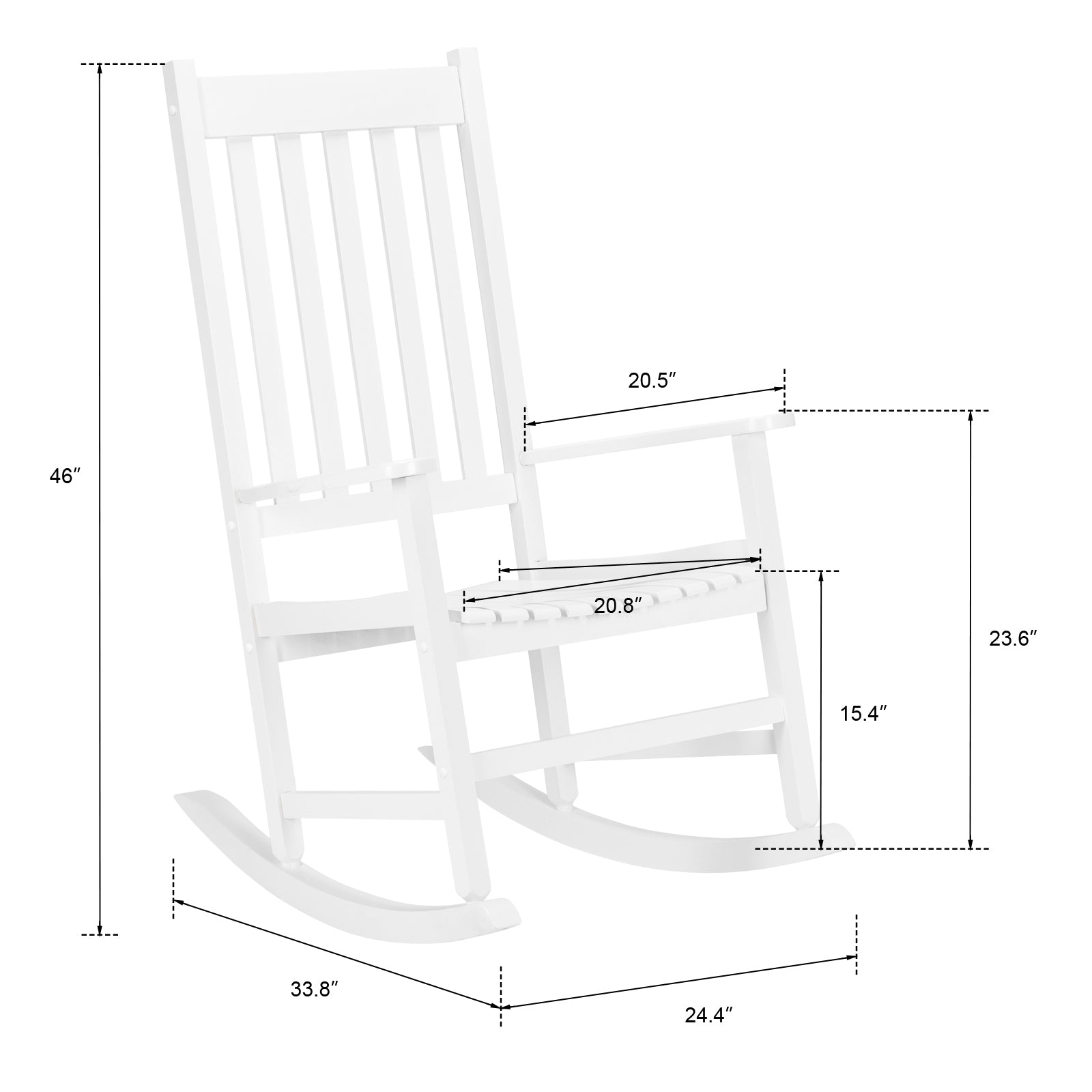 HAOYYE Square Wooden Rocking Chair with Wavy Backboard, Sturdy and Elegant Rocker for Patio, Porch, Garden, or Balcony, Comfortable and Durable Design for Relaxation and Outdoor Enjoyment
