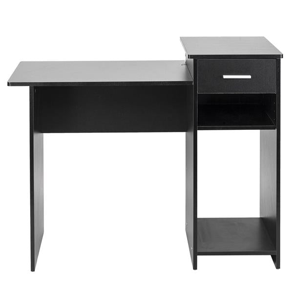 HAOYYE High-Quality Integrated Melamine Board Computer Desk with Drawer, Modern Black Office Desk for Home Workstation, Sturdy and Durable Writing Table with Storage for Study and Living Room