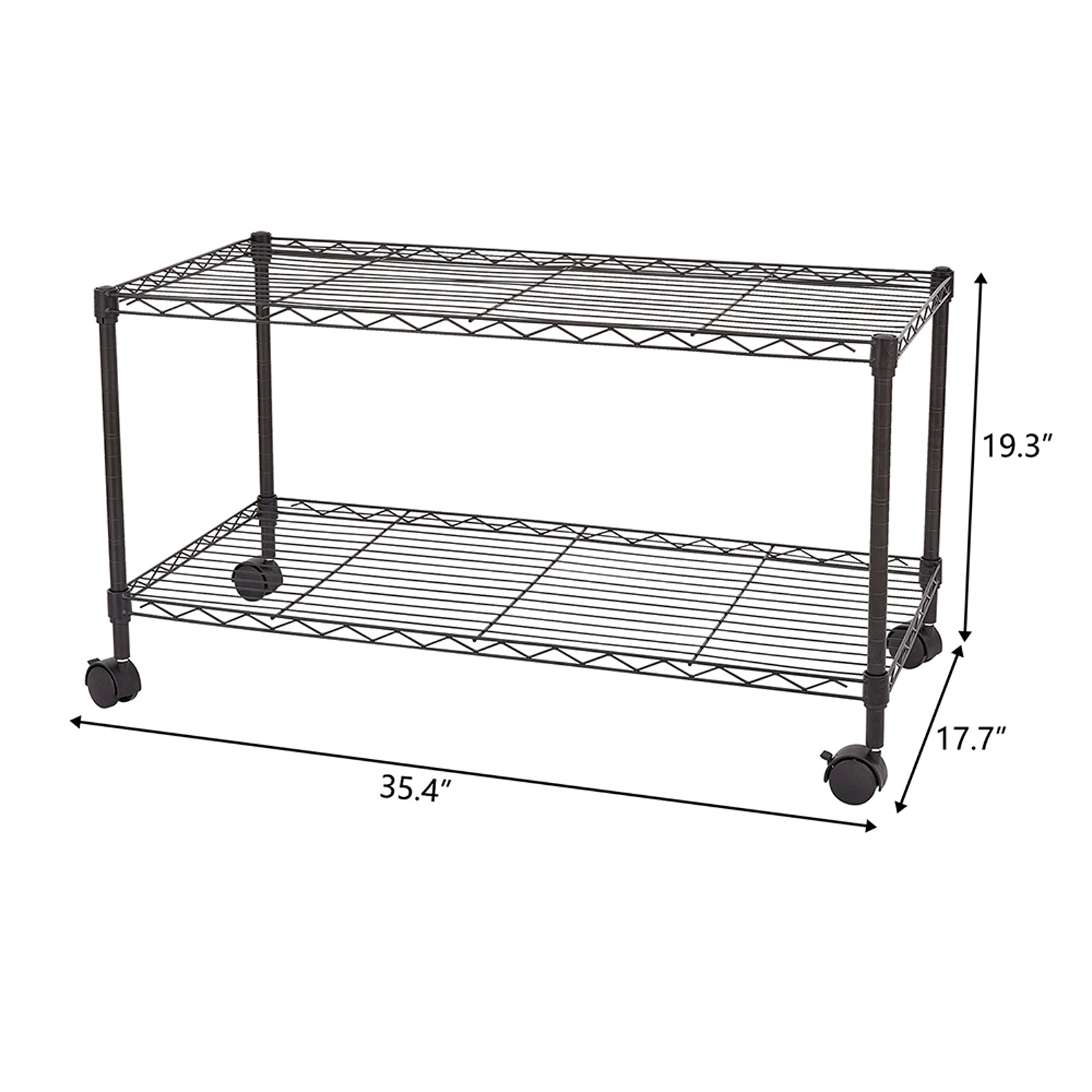 HAOYYE Black 2-Shelf Rolling Media Cart – Durable Steel Cart With Locking Wheels, Sleek Modern Design, Ideal For AV Equipment, Electronics, Kitchen, Office, And Home Use – Easy Assembly, Space-Saving, Adjustable Shelves.