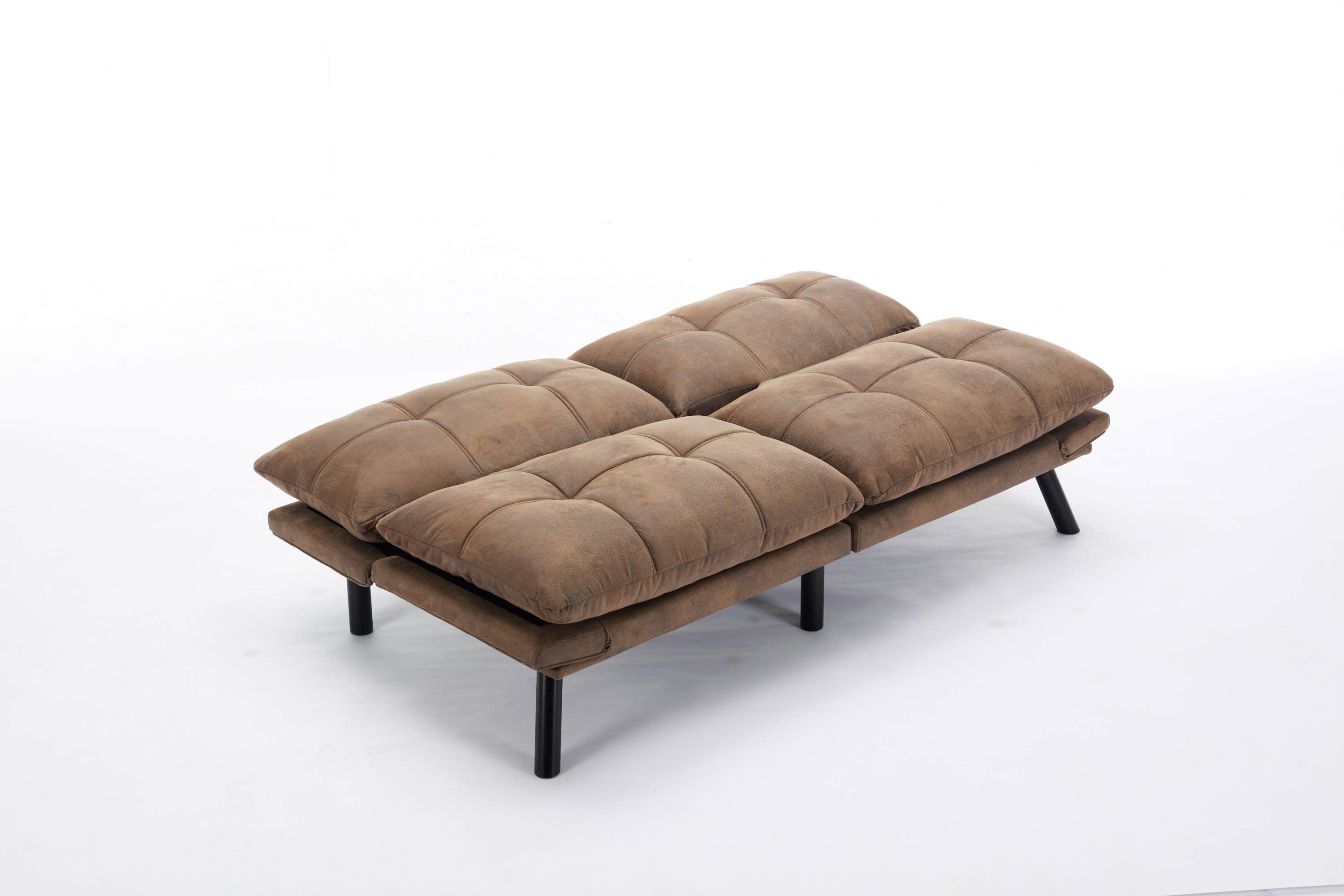 HAOYYE Leather Feel Brown Convertible Folding Sofa Bed, Sturdy Space-Saving Heavy Duty Modern Design for Adults Dorm Room Easy Assembly Bedroom Furniture