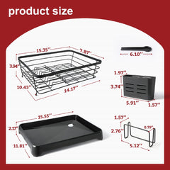 HAOYYE Stainless Steel Rust-Proof Dish Drying Rack with Tray - Space-Saving, Anti-Slip, & Removable Utensil Holders for Kitchen Countertop & Cabinet Sturdy Heavy Duty Modern Design Adults Dorm Room