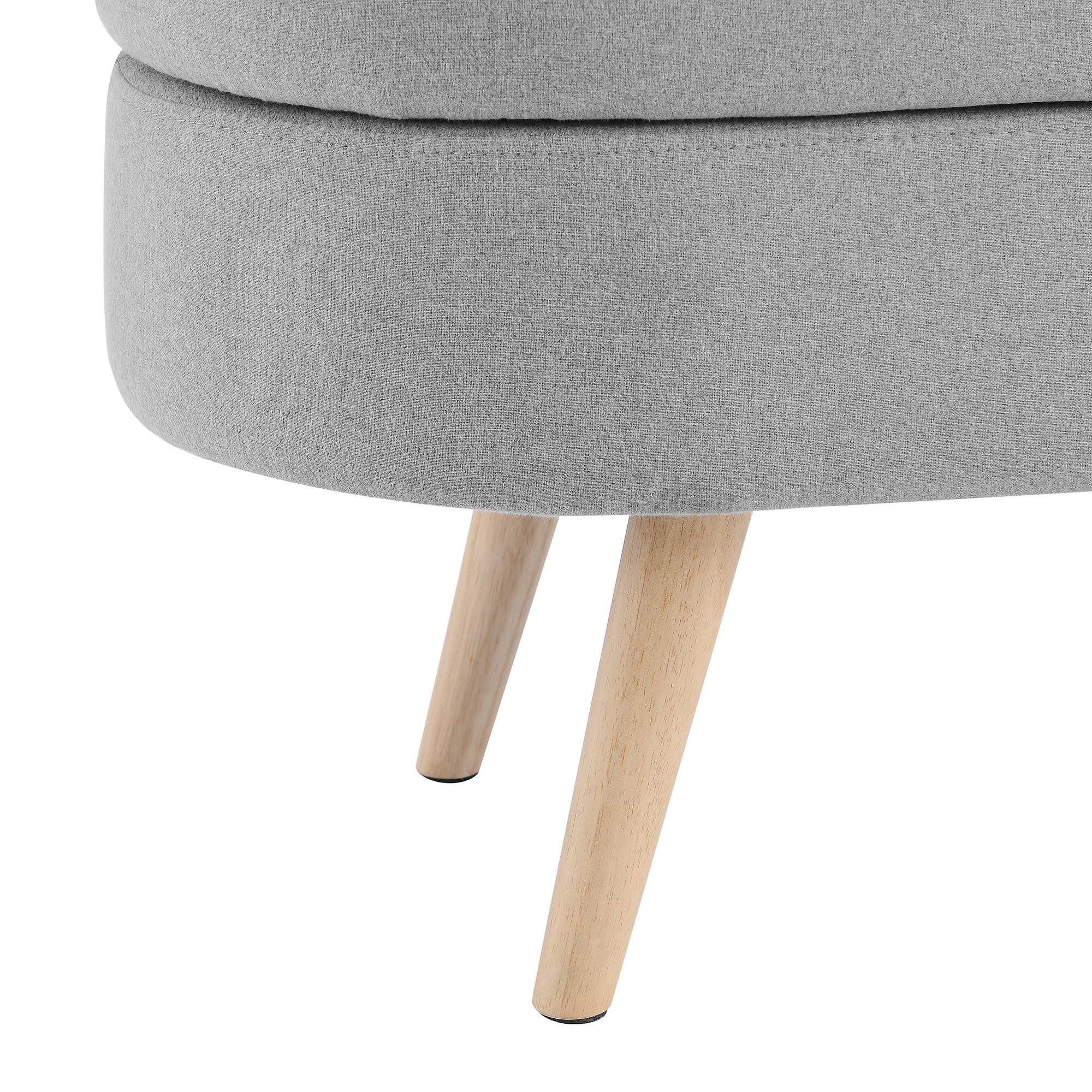 HAOYYE Ottoman Oval Storage Bench, Rubber Wood Legs, Grey(43.5"x16"x16") Sturdy Space-Saving Heavy Duty Modern Design Adults Dorm Room Easy Assembly Bedroom Furniture