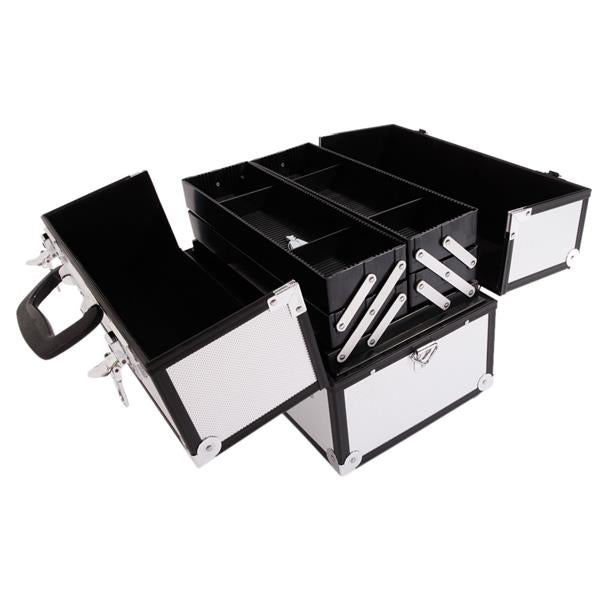 HAOYYE Aluminum Alloy Makeup Train Case Jewelry Box Organizer, Silver, Durable and Space-Saving Storage Solution with a Modern Design, Versatile for Everyday Use, Premium Quality and Stylish Appearance for Home Essentials