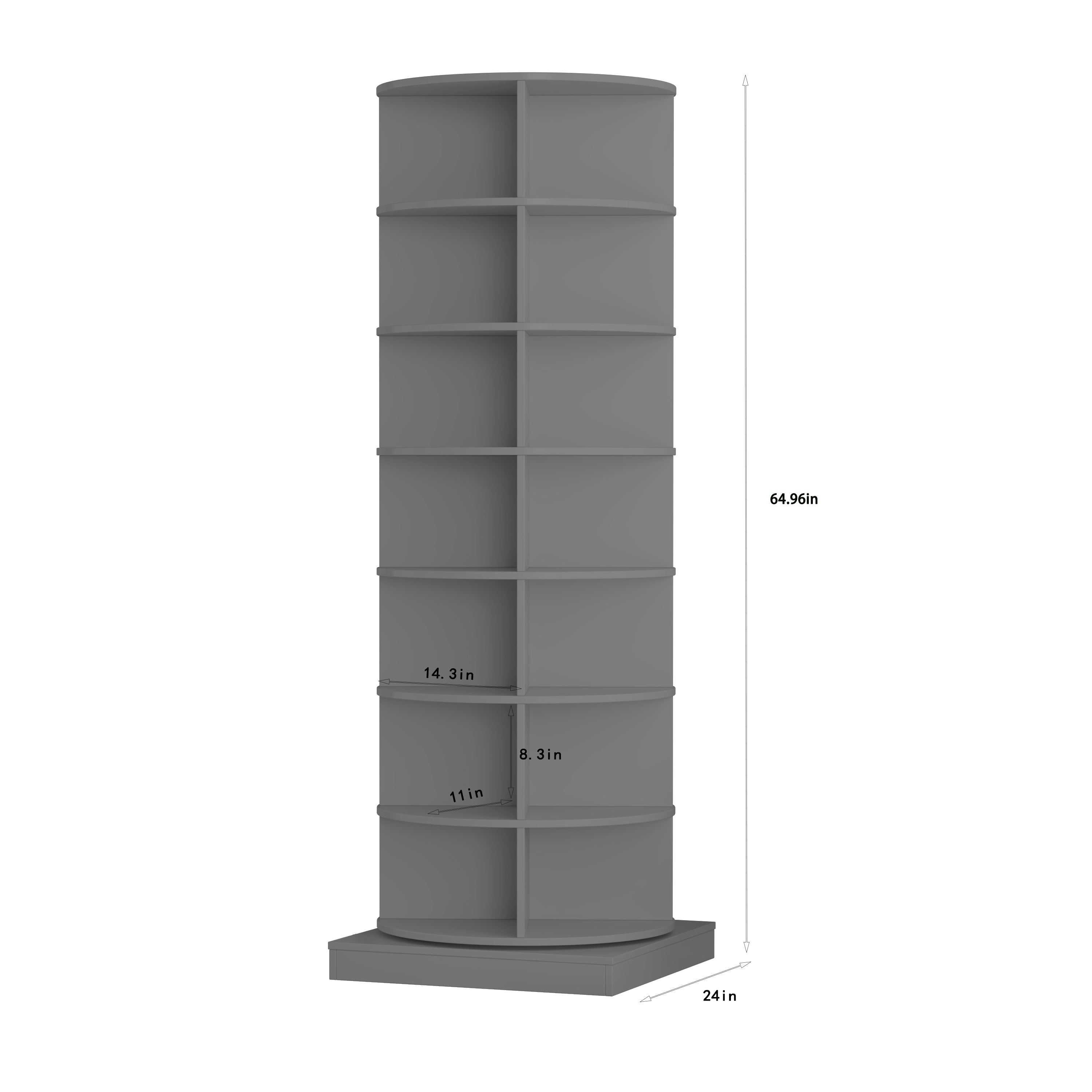 HAOYYE New 360 gray rotating shoe cabinet with 7 layers can accommodate up to 28 Paris shoes Sturdy Space-Saving Heavy Duty Modern Design Adults Dorm Room Easy Assembly Bedroom Furniture