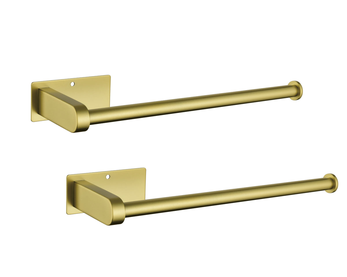 HAOYYE 2 Pack Paper Towel Holder Wall Mount, Brushed gold Paper Towel Holder Under Cabinet, Self Adhesive Paper Towel Holders, Kitchen Towel Holder for Kitchen Organization and Storage (12inch, 2 Pack)