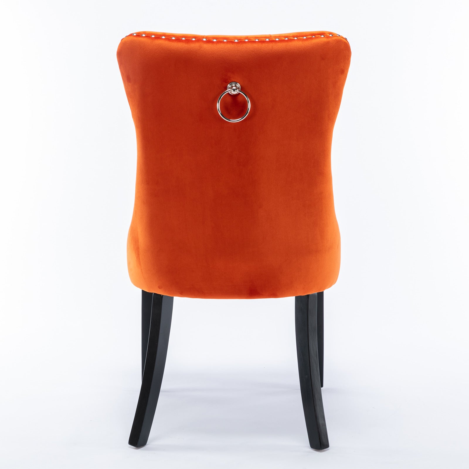 HAOYYE High-end Tufted Solid Wood Contemporary Velvet Upholstered Dining Chair with Wood Legs Nailhead Trim 2-Pcs Set, Orange, SW2001OG Sturdy Space-Saving Heavy Duty Modern Design